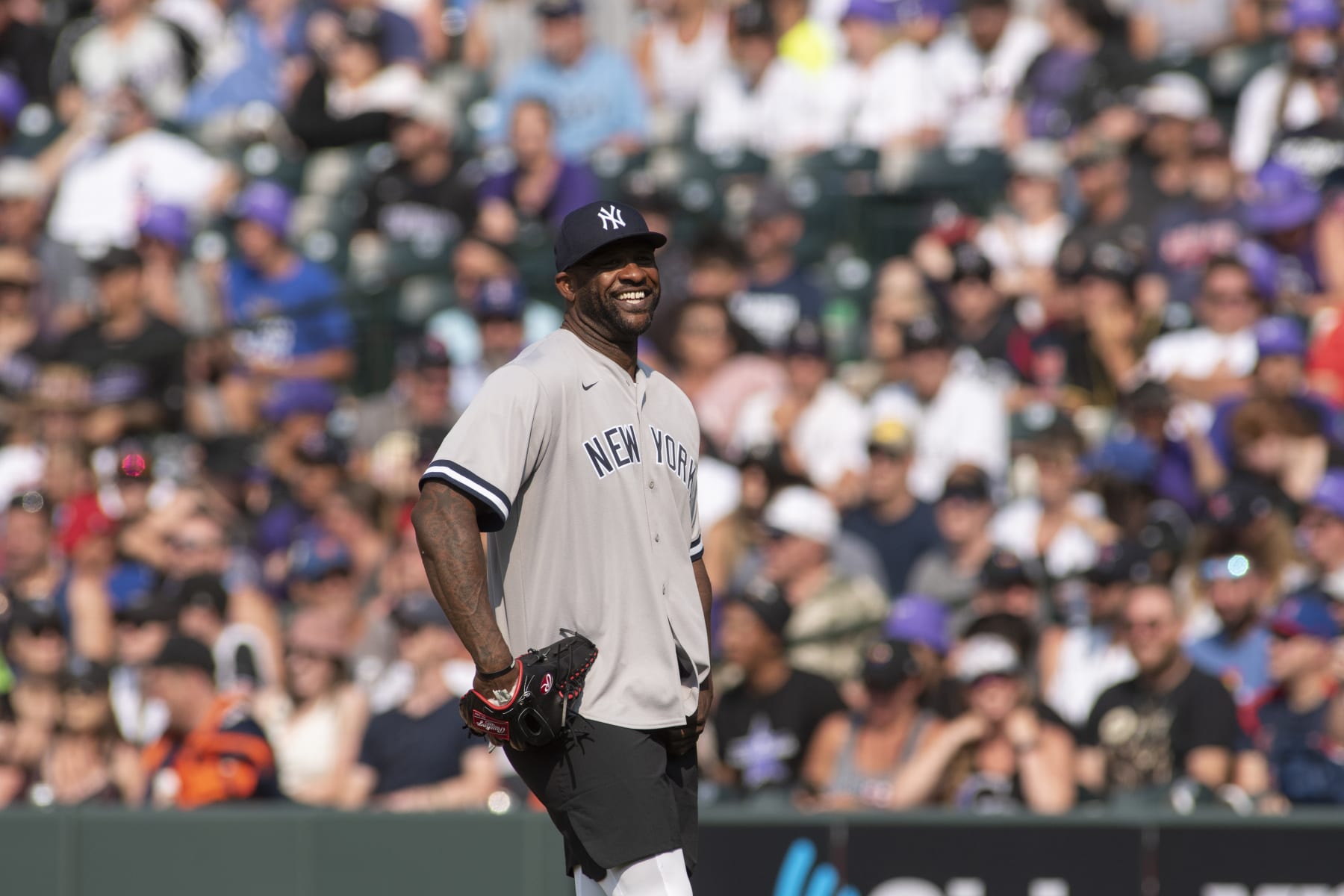 DENVER, COLORADO - JULY 11: World Series Champion and six time MLB All-Star CC Sabathia  during the MLB All-Star Celebrity Softball Game at Coors Field on July 11, 2021 in Denver, Colorado. (Photo by Tom Cooper/Getty Images)