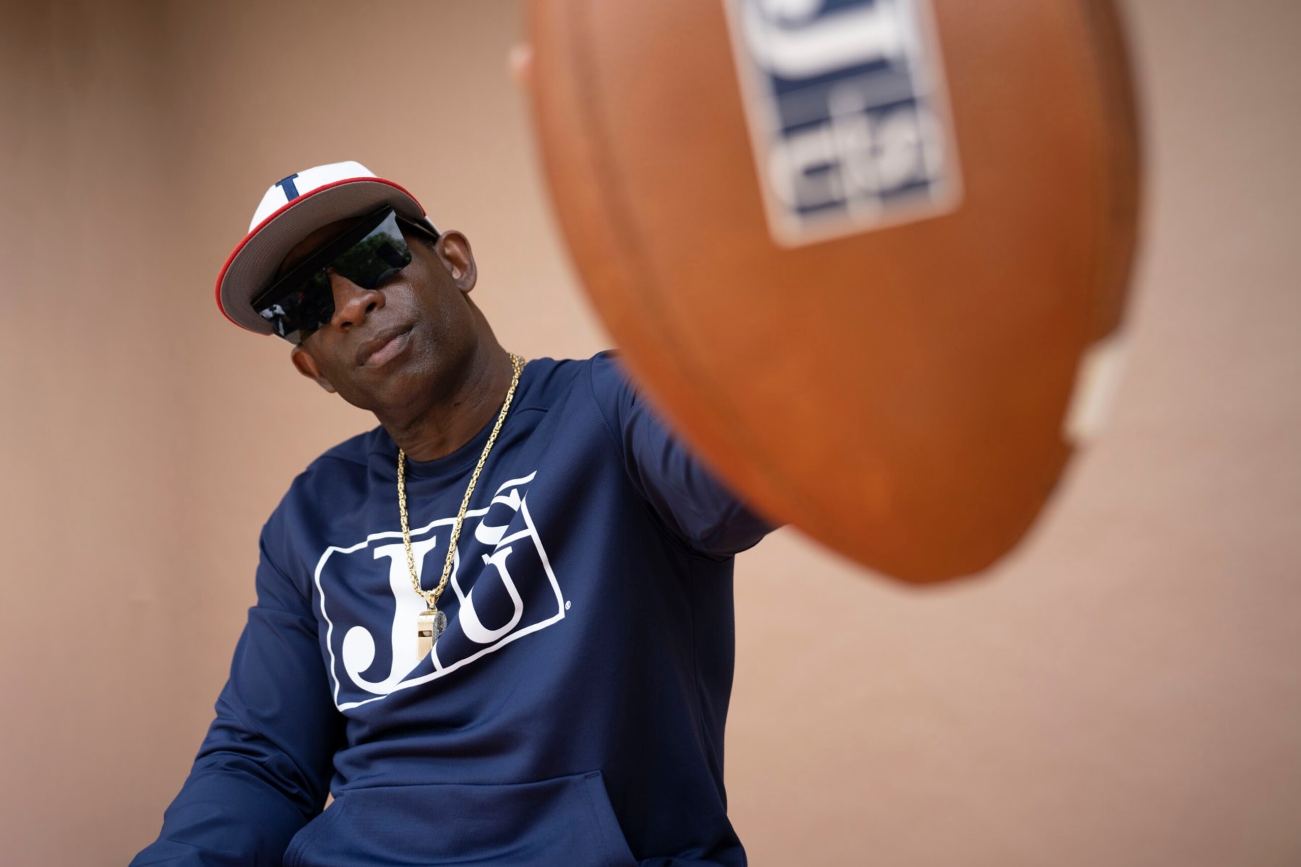 Football: Portrait of Jackson State University head football coach Deion Sanders during a photo shoot at Natural Light Studio Dallas.
Dallas, TX 5/9/2022
CREDIT: Marcus Smith (Photo by Marcus Smith/Sports Illustrated via Getty Images)
(Set Number: X164055 TK1)