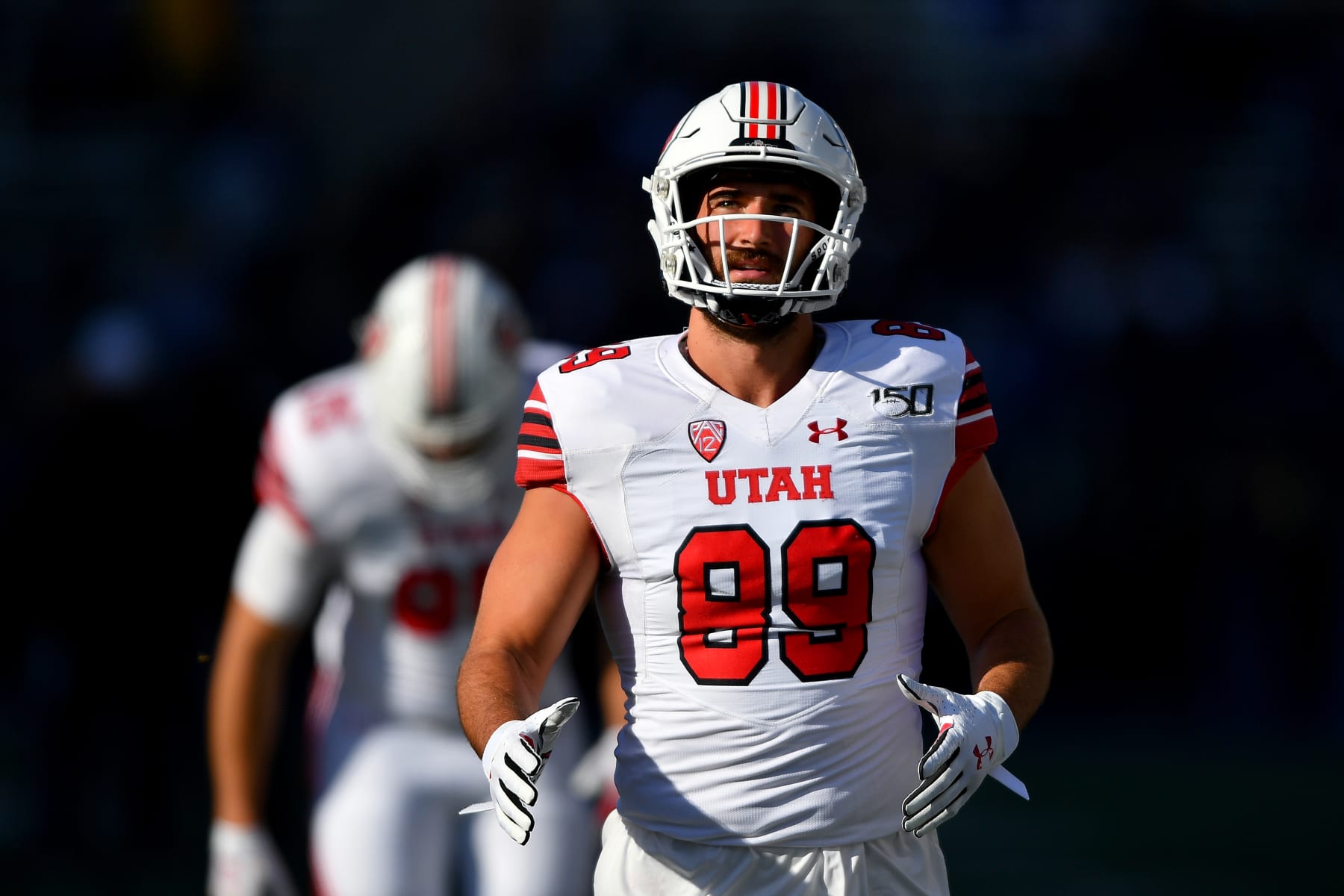 SEATTLE, WASHINGTON - NOVEMBER 02: Cole Fotheringham #89 of the Utah Utes warms up before the game against the Washington Huskies at Husky Stadium on November 02, 2019 in Seattle, Washington. (Photo by Alika Jenner/Getty Images)