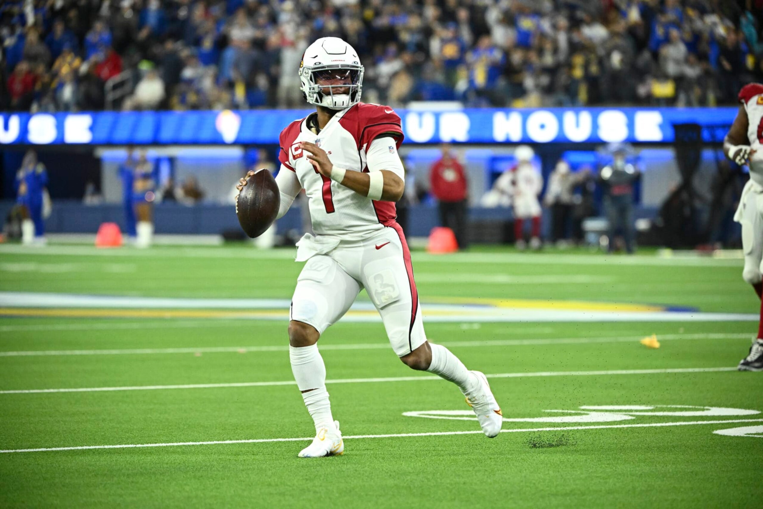 Football: NFL Playoffs:  Arizona Cardinals QB Kyler Murray (1) in action vs Los Angeles Rams at SoFi Stadium. Inglewood, CA 1/17/2022 CREDIT: Kohjiro Kinno (Photo by Kohjiro Kinno/Sports Illustrated via Getty Images) (Set Number: X163910 TK1)