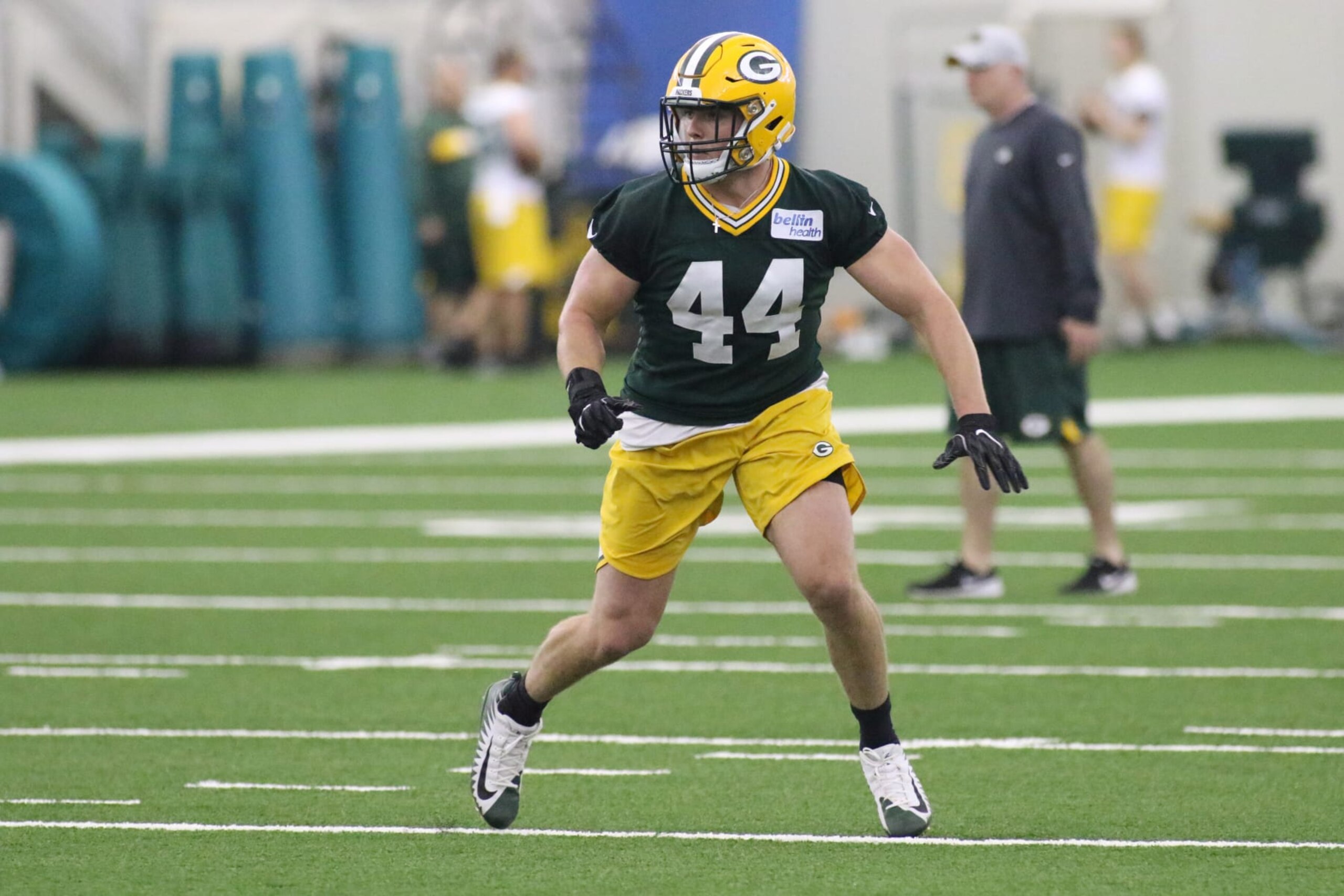 GREEN BAY, WI - JUNE 12: Green Bay Packers inside linebacker Ty Summers (44) looks for a ball during Green Bay Packers minicamp at the Don Hutson Center on June 12, 2019 in Green Bay, WI. (Photo by Larry Radloff/Icon Sportswire via Getty Images)