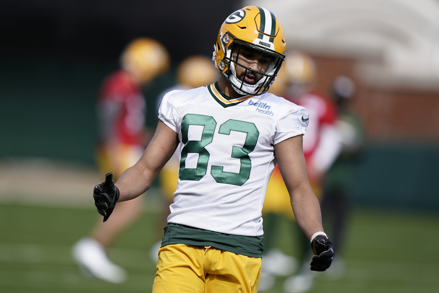 Green Bay Packers' Samori Toure runs a drill during an NFL football rookie minicamp Friday, May 6, 2022, in Green Bay, Wis. (AP Photo/Morry Gash)