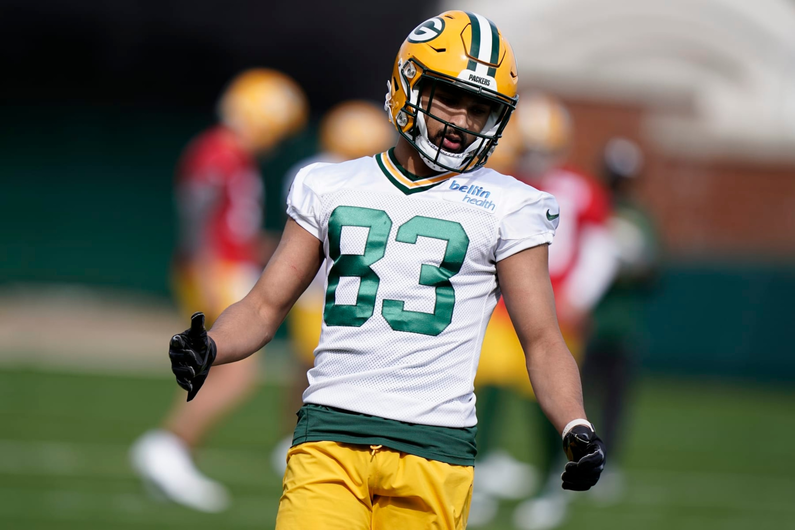 Green Bay Packers' Samori Toure runs a drill during an NFL football rookie minicamp Friday, May 6, 2022, in Green Bay, Wis. (AP Photo/Morry Gash)