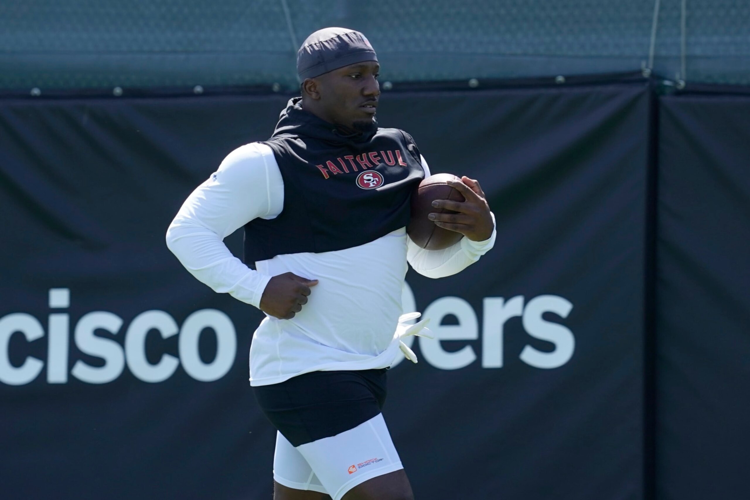 San Francisco 49ers wide receiver Deebo Samuel at the NFL football team's practice facility in Santa Clara, Calif., Tuesday, June 7, 2022. (AP Photo/Jeff Chiu)