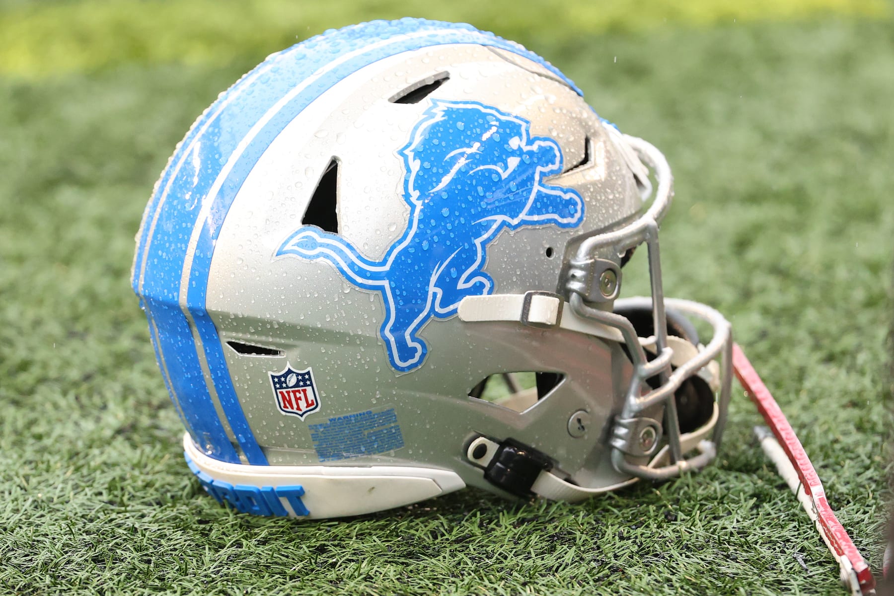SEATTLE, WASHINGTON - JANUARY 02: A general view of a Detroit Lions helmet before a game against the Seattle Seahawks at Lumen Field on January 02, 2022 in Seattle, Washington. (Photo by Abbie Parr/Getty Images)
