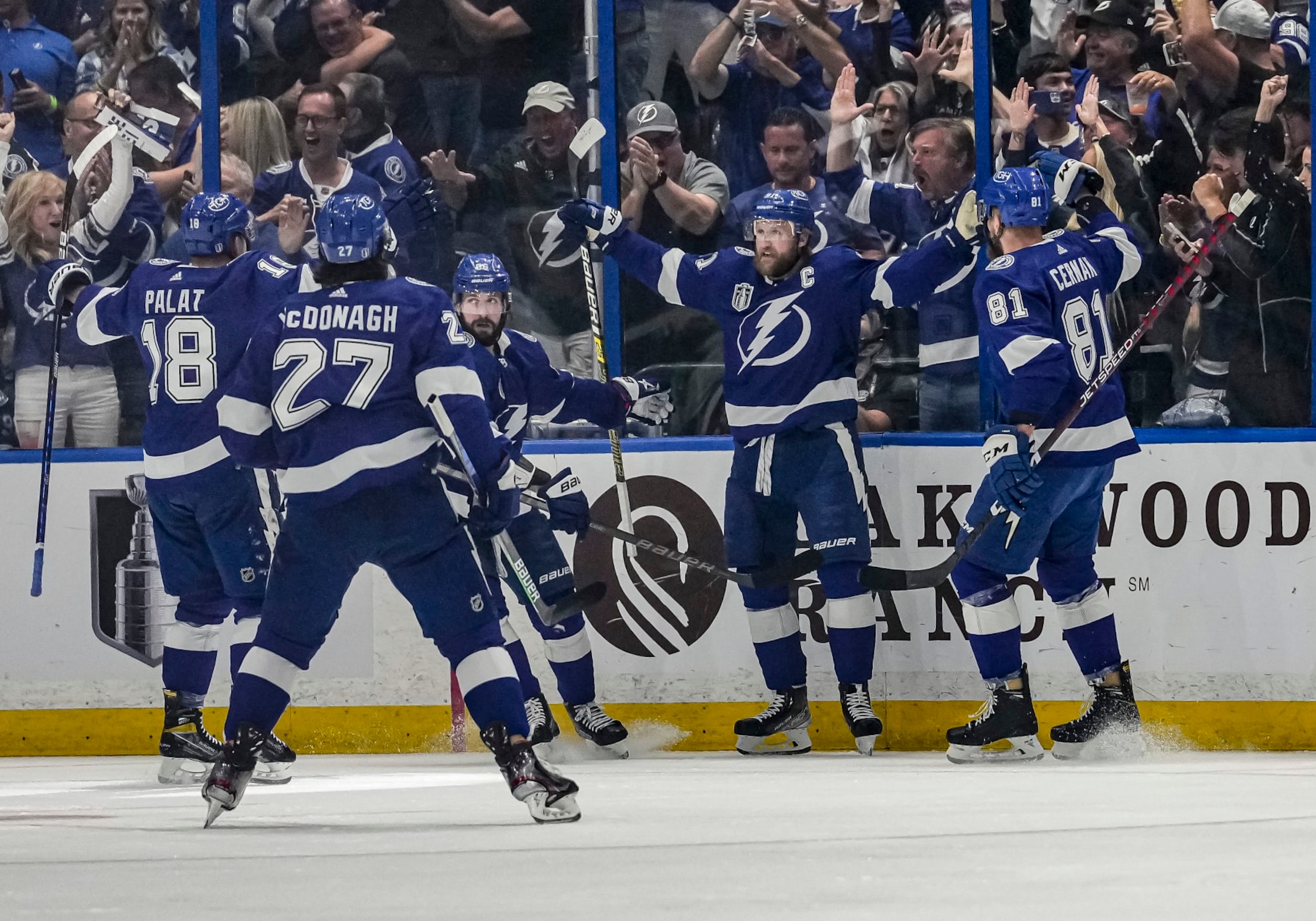 TAMPA, FL - JUNE 26: Tampa Bay Lightning center Steven Stamkos (91) scores the first goal during the NHL Hockey Stanley Cup Finals Game six between Tampa Bay Lightning and the Colorado Avalanche on June 26th, 2022 at Amalie Arena in Tampa Florida (Photo by Andrew Bershaw /Icon_Sportswire)