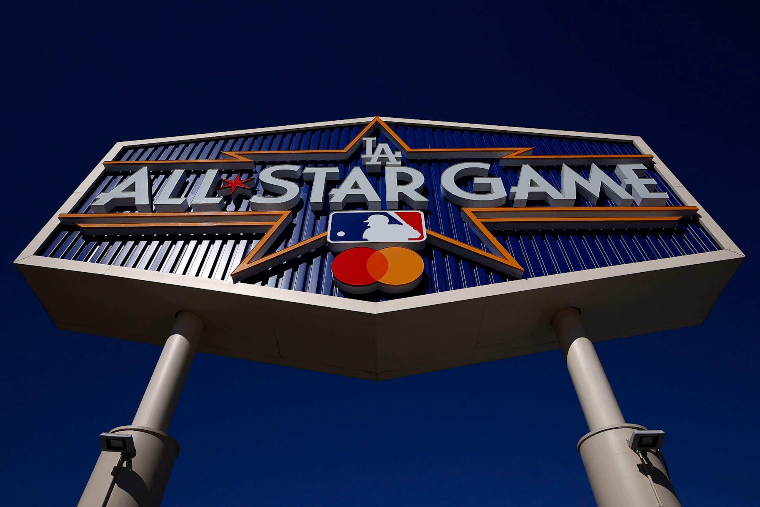LOS ANGELES, CALIFORNIA - JULY 10:   The MLB All-Star game logo at Dodger Stadium on July 10, 2022 in Los Angeles, California. (Photo by Ronald Martinez/Getty Images)