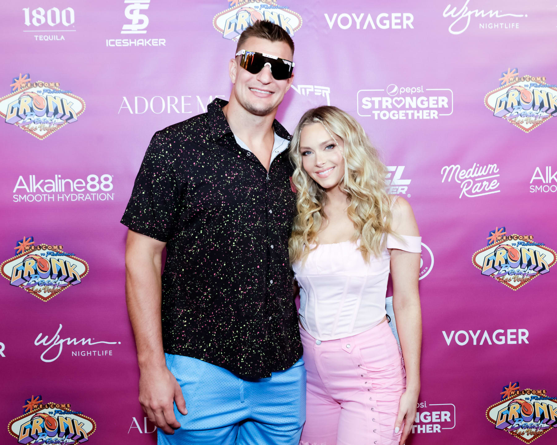 LAS VEGAS, NEVADA - APRIL 29: Rob Gronkowski and Camille Kostek at Rob Gronkowski's Gronk Beach Las Vegas At Encore Beach Club At Wynn Las Vegas on April 29, 2022 in Las Vegas, Nevada. (Photo by Greg Doherty/Getty Images for Encore Beach Club at Wynn Las Vegas)
