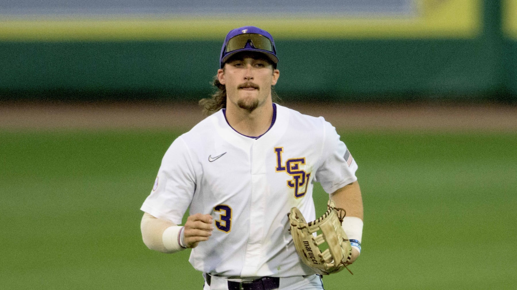 LSU outfielder Dylan Crews (3) runs during an NCAA baseball game against Louisiana-Monroe on Tuesday, March 29, 2022, in Baton Rouge, La. (AP Photo/Matthew Hinton)