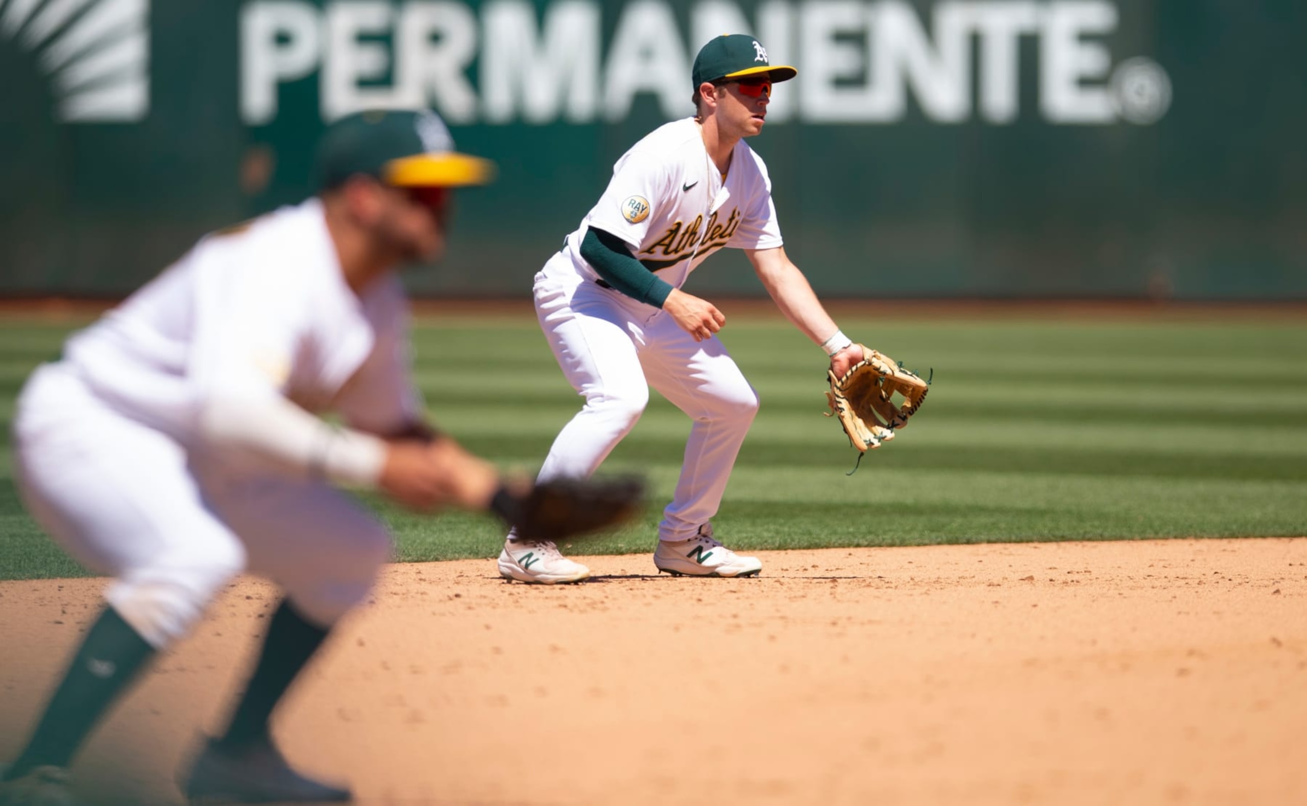 OAKLAND, CA - JULY 10: Nick Allen #2 of the Oakland Athletics fields during the game against the Houston Astros at RingCentral Coliseum on July 10, 2022 in Oakland, California. The Astros defeated the Athletics 6-1. (Photo by Michael Zagaris/Oakland Athletics/Getty Images) OAKLAND, CA - JULY 10: Nick Allen #2 of the Oakland Athletics fields during the game against the Houston Astros at RingCentral Coliseum on July 10, 2022 in Oakland, California. The Astros defeated the Athletics 6-1. (Photo by Michael Zagaris/Oakland Athletics/Getty Images)