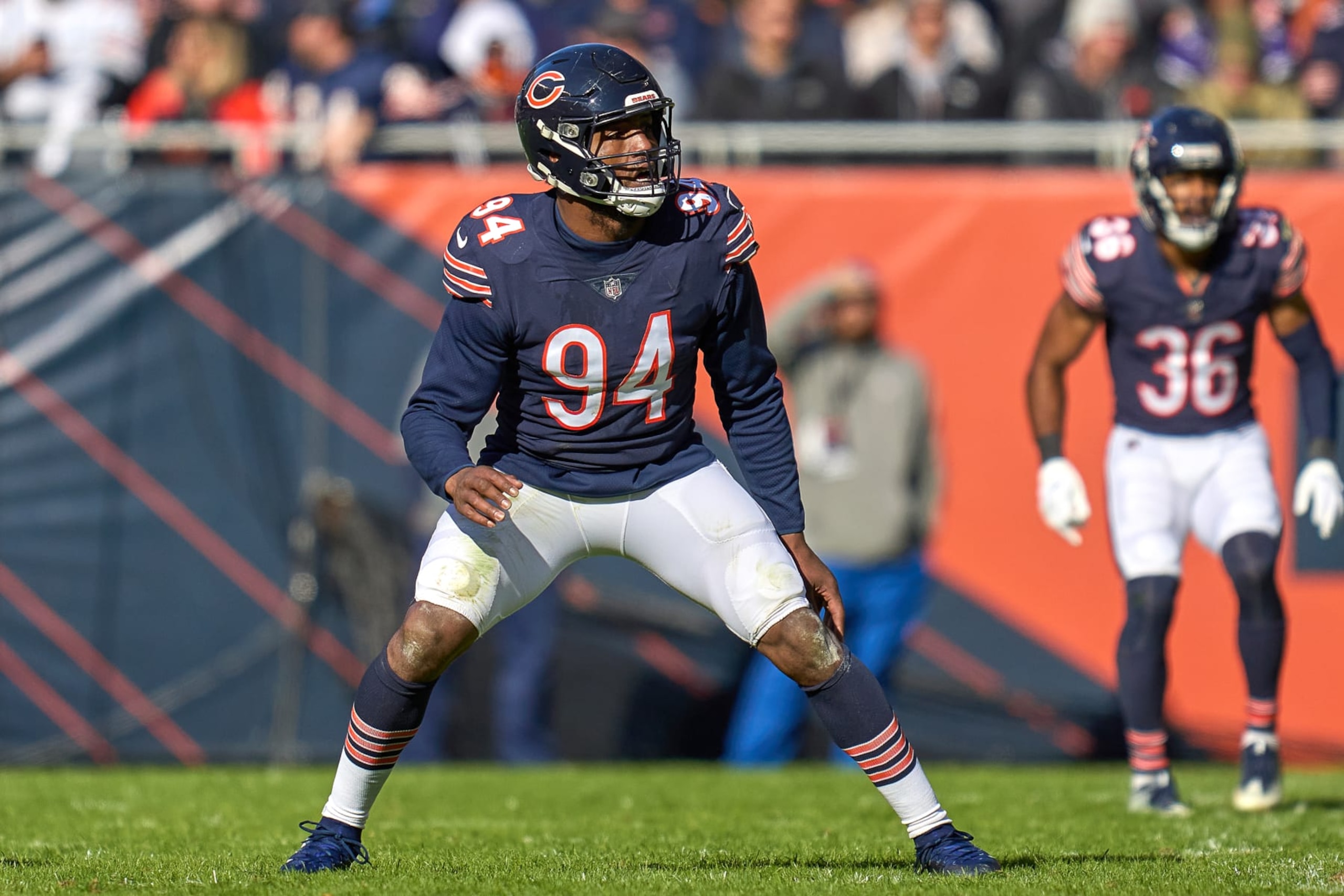 CHICAGO, IL - NOVEMBER 21: Chicago Bears outside linebacker Robert Quinn (94) in action during a game between the Chicago Bears and the Baltimore Ravens on November 21, 2021 at Soldier Field in Chicago, IL. (Photo by Robin Alam/Icon Sportswire via Getty Images)