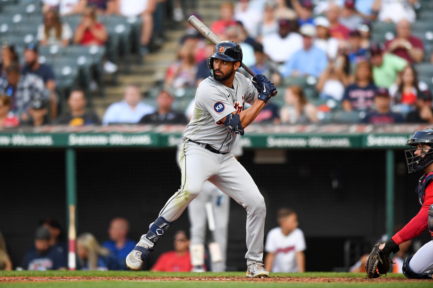CLEVELAND, OH - JULY 14: Riley Greene #31 of the Detroit Tigers bats during the third inning against the Cleveland Guardians at Progressive Field on July 14, 2022 in Cleveland, Ohio. (Photo by Nick Cammett/Diamond Images via Getty Images)