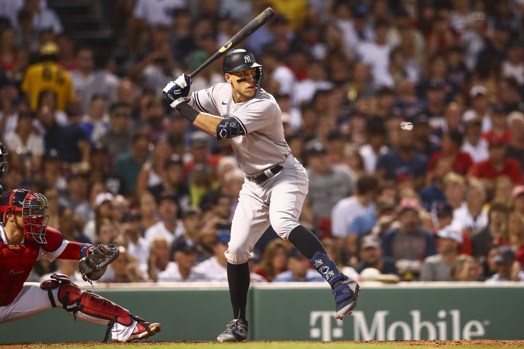 BOSTON, MA - JULY 08: Aaron Judge #99 of the New York Yankees bats during a game against the Boston Red Sox at Fenway Park on July 8, 2022 in Boston, Massachusetts. (Photo by Adam Glanzman/Getty Images) BOSTON, MA - JULY 08: Aaron Judge #99 of the New York Yankees bats during a game against the Boston Red Sox at Fenway Park on July 8, 2022 in Boston, Massachusetts. (Photo by Adam Glanzman/Getty Images)