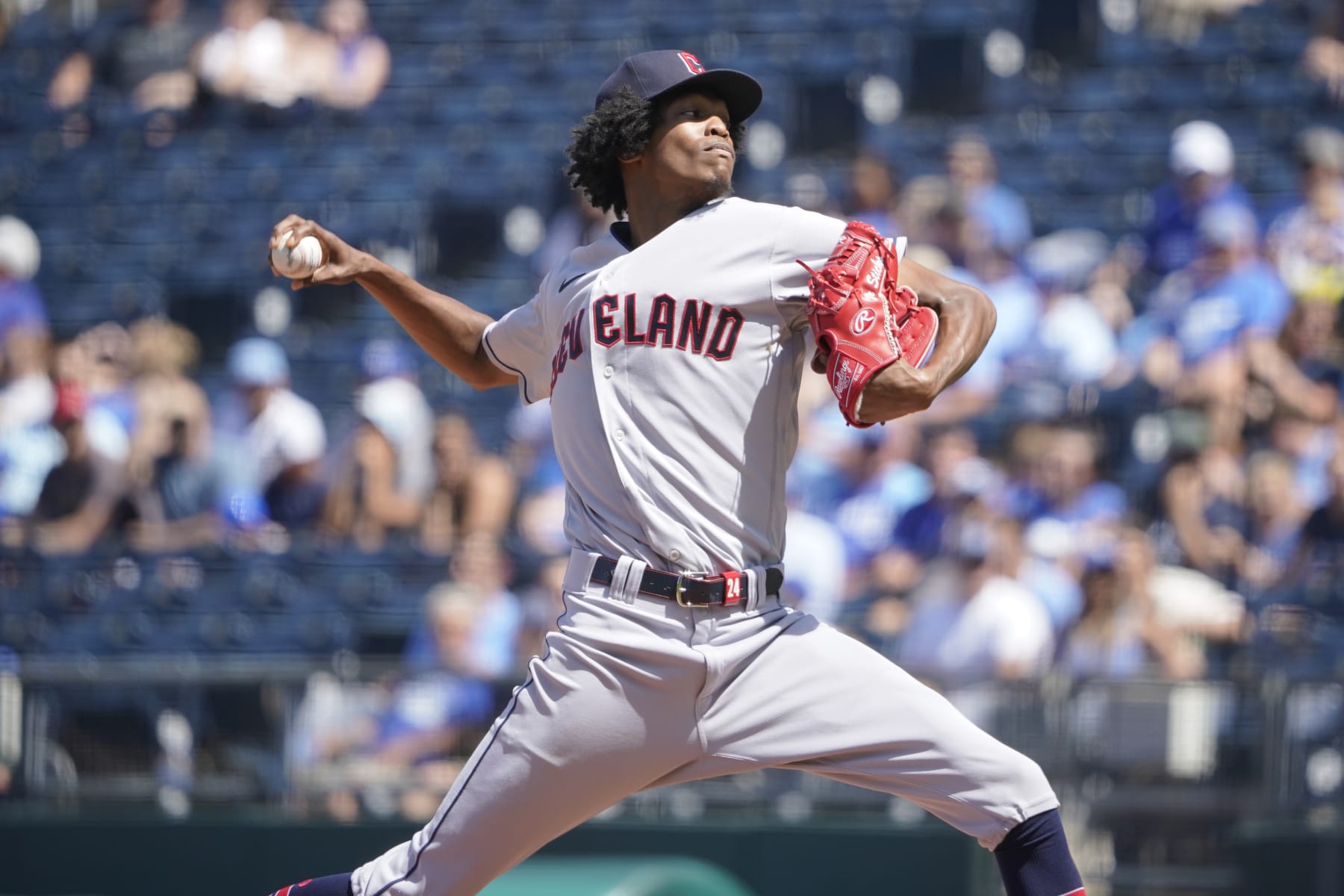 KANSAS CITY, MO - JULY 9: Triston McKenzie #24 of the Cleveland Guardians throws against the Kansas City Royals in the first inning at Kauffman Stadium on July 9, 2022 in Kansas City, Missouri. (Photo by Ed Zurga/Getty Images) KANSAS CITY, MO - JULY 9: Triston McKenzie #24 of the Cleveland Guardians throws against the Kansas City Royals in the first inning at Kauffman Stadium on July 9, 2022 in Kansas City, Missouri. (Photo by Ed Zurga/Getty Images)