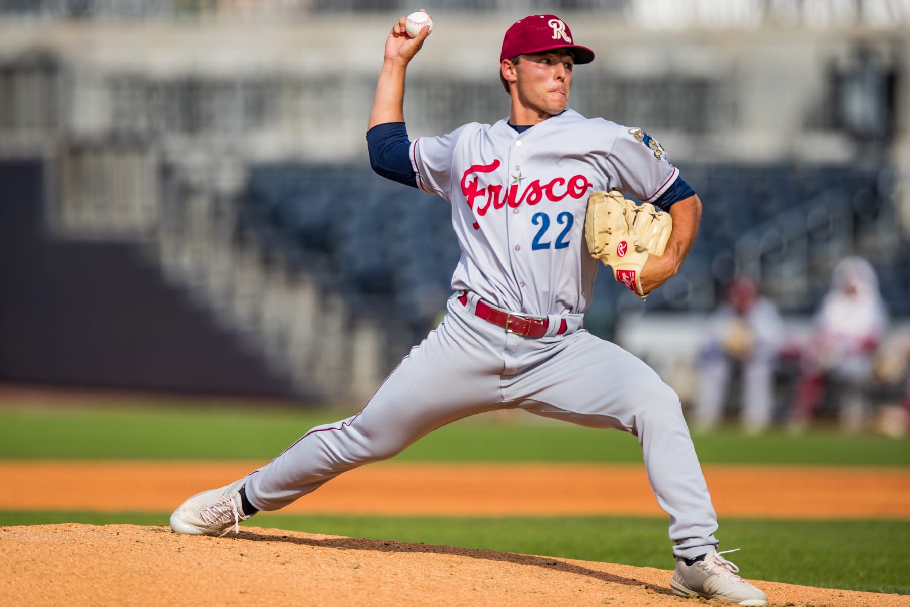 AMARILLO, TEXAS - JUNE 12: Pitcher Jack Leiter #22 of the Frisco RoughRiders pitches during the game against the Amarillo Sod Poodles at HODGETOWN Stadium on June 12, 2022 in Amarillo, Texas. (Photo by John E. Moore III/Getty Images)