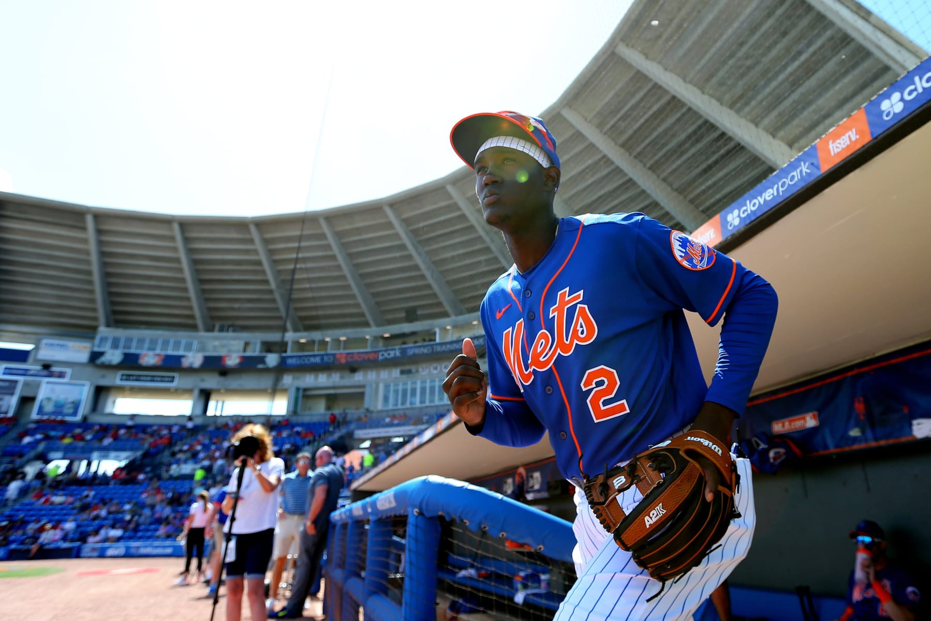 PORT ST. LUCIE, FL - MARCH 11: Ronny Mauricio #2 of the New York Mets in the dugout before a spring training baseball game against the St. Louis Cardinals at Clover Park at on March 11, 2020 in Port St. Lucie, Florida. (Photo by Rich Schultz/Getty Images) PORT ST. LUCIE, FL - MARCH 11: Ronny Mauricio #2 of the New York Mets in the dugout before a spring training baseball game against the St. Louis Cardinals at Clover Park at on March 11, 2020 in Port St. Lucie, Florida. (Photo by Rich Schultz/Getty Images)