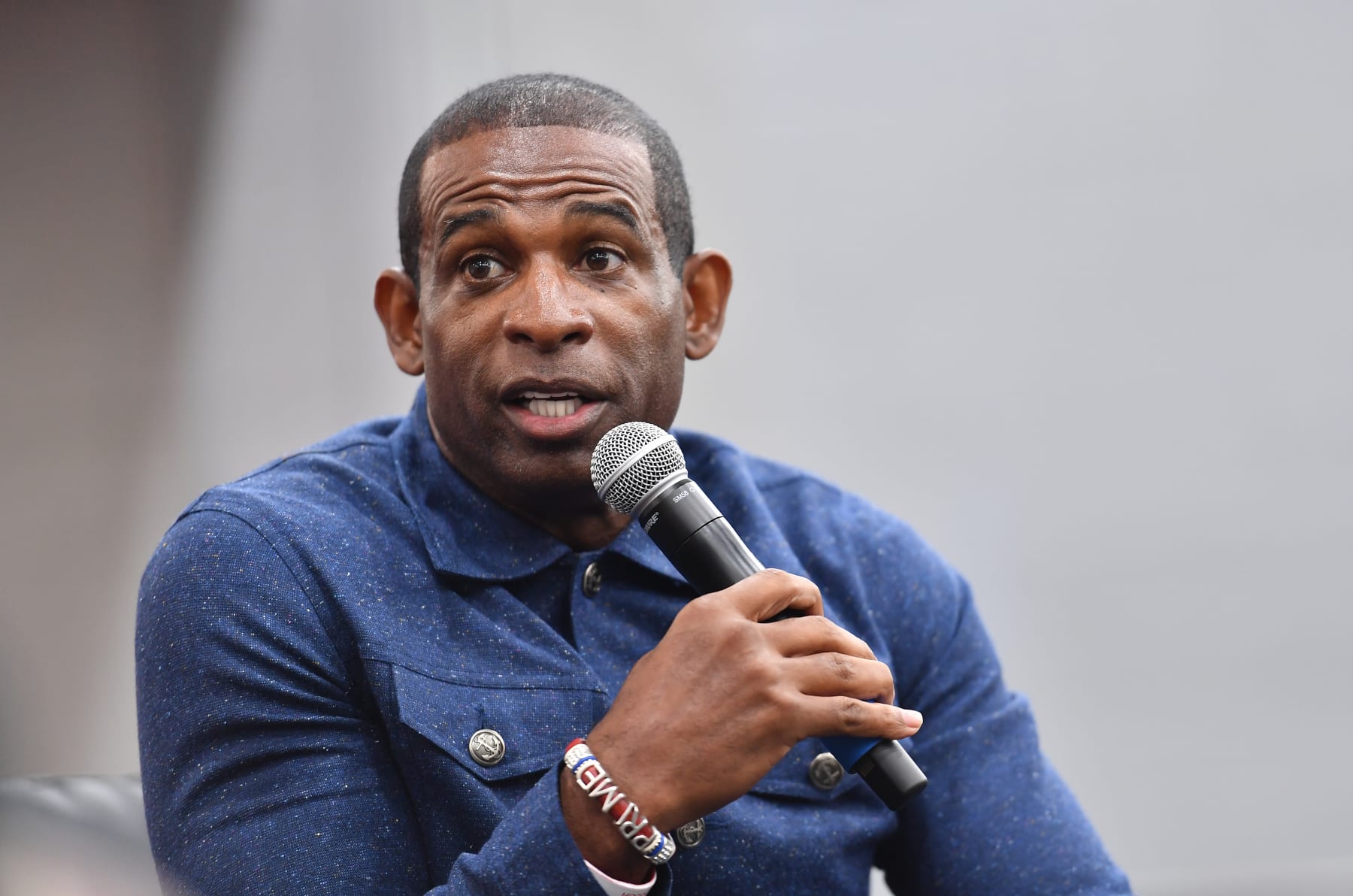 ATLANTA, GEORGIA - JUNE 17:  Deion Sanders speaks onstage during The Big Homecoming Event at Clark Atlanta University on June 17, 2022 in Atlanta, Georgia. (Photo by Paras Griffin/Getty Images)
