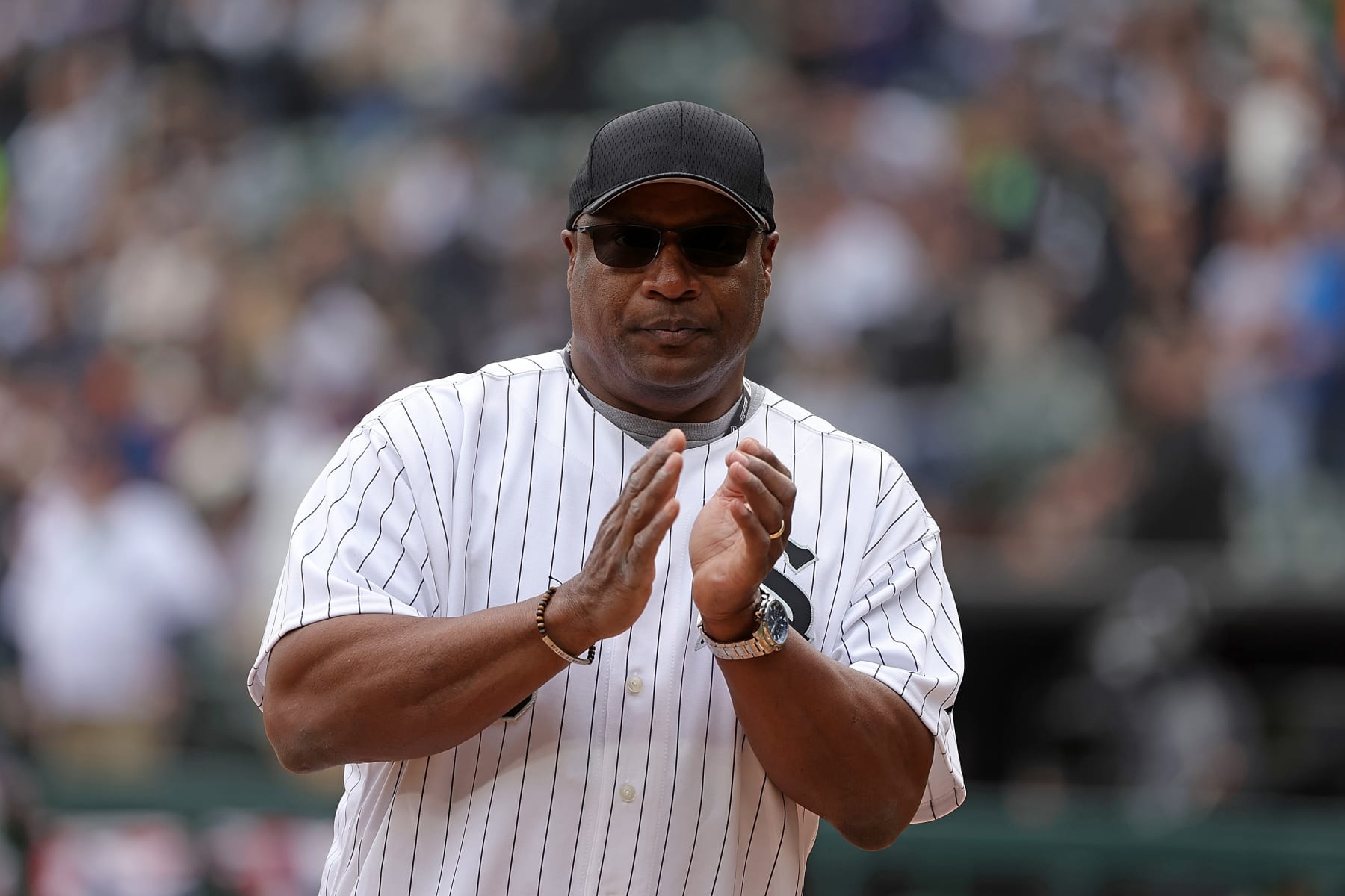 CHICAGO, ILLINOIS - APRIL 12: Former Chicago White Sox player Bo Jackson stands on the field prior to a game between the Chicago White Sox and the Seattle Mariners on Opening Day at Guaranteed Rate Field on April 12, 2022 in Chicago, Illinois. (Photo by Stacy Revere/Getty Images)