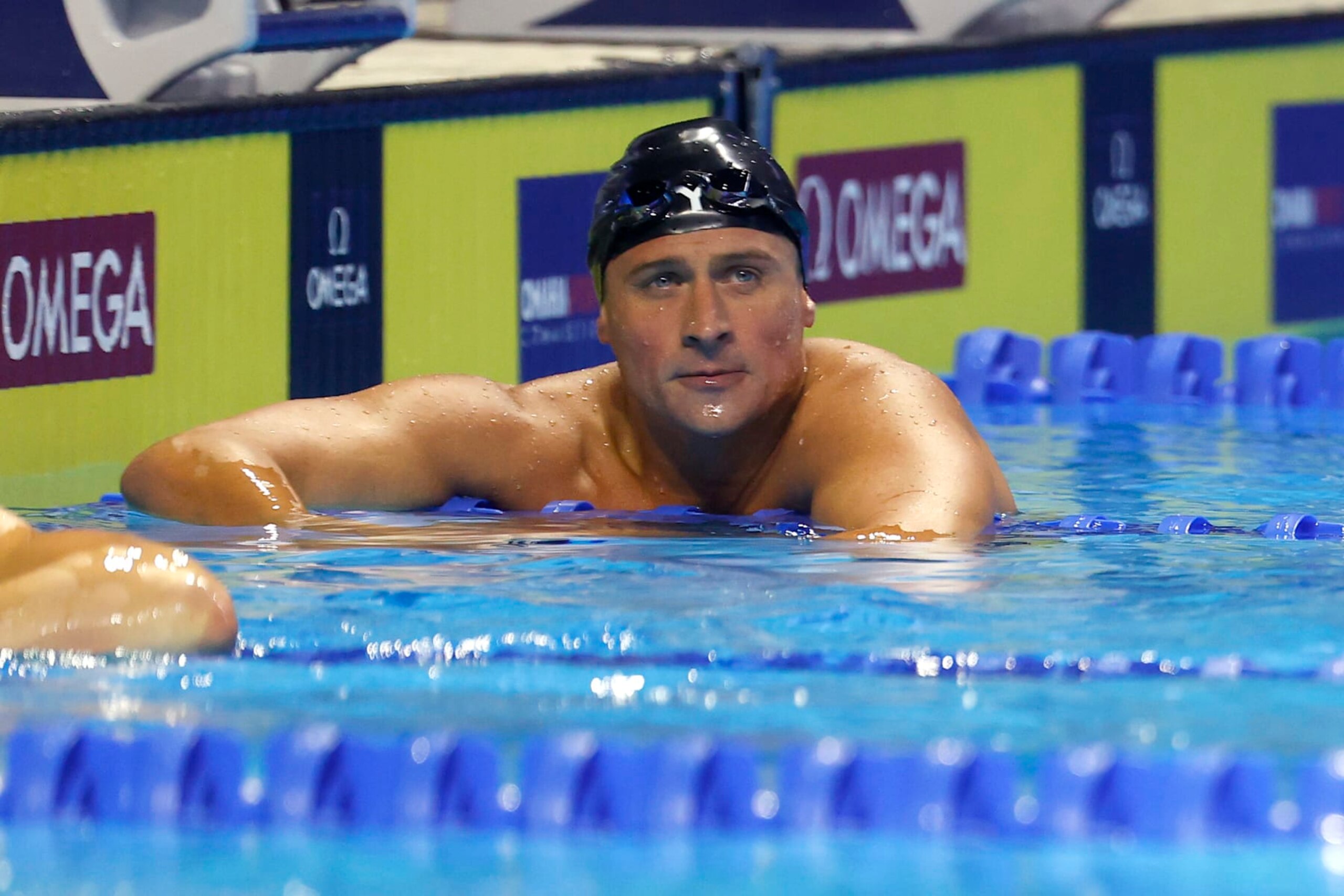 OMAHA, NEBRASKA - JUNE 18: Ryan Lochte of the United States reacts after competing in the Men's 200m individual medley final during Day Six of the 2021 U.S. Olympic Team Swimming Trials at CHI Health Center on June 18, 2021 in Omaha, Nebraska. (Photo by Al Bello/Getty Images)