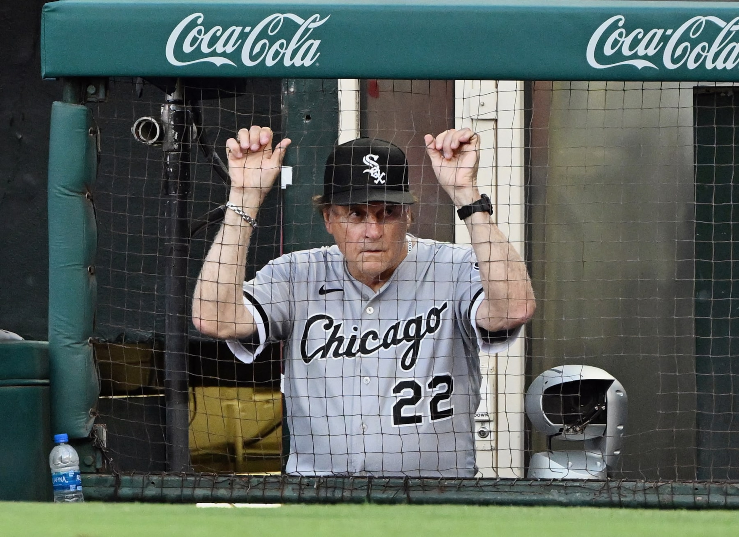 ANAHEIM, CA - JUNE 27: Chicago White Sox manager Tony La Russa (22) watches from the dugout during an MLB baseball game against the Los Angeles Angels played on June 27, 2022 at Angel Stadium in Anaheim, CA. (Photo by John Cordes/Icon Sportswire via Getty Images)