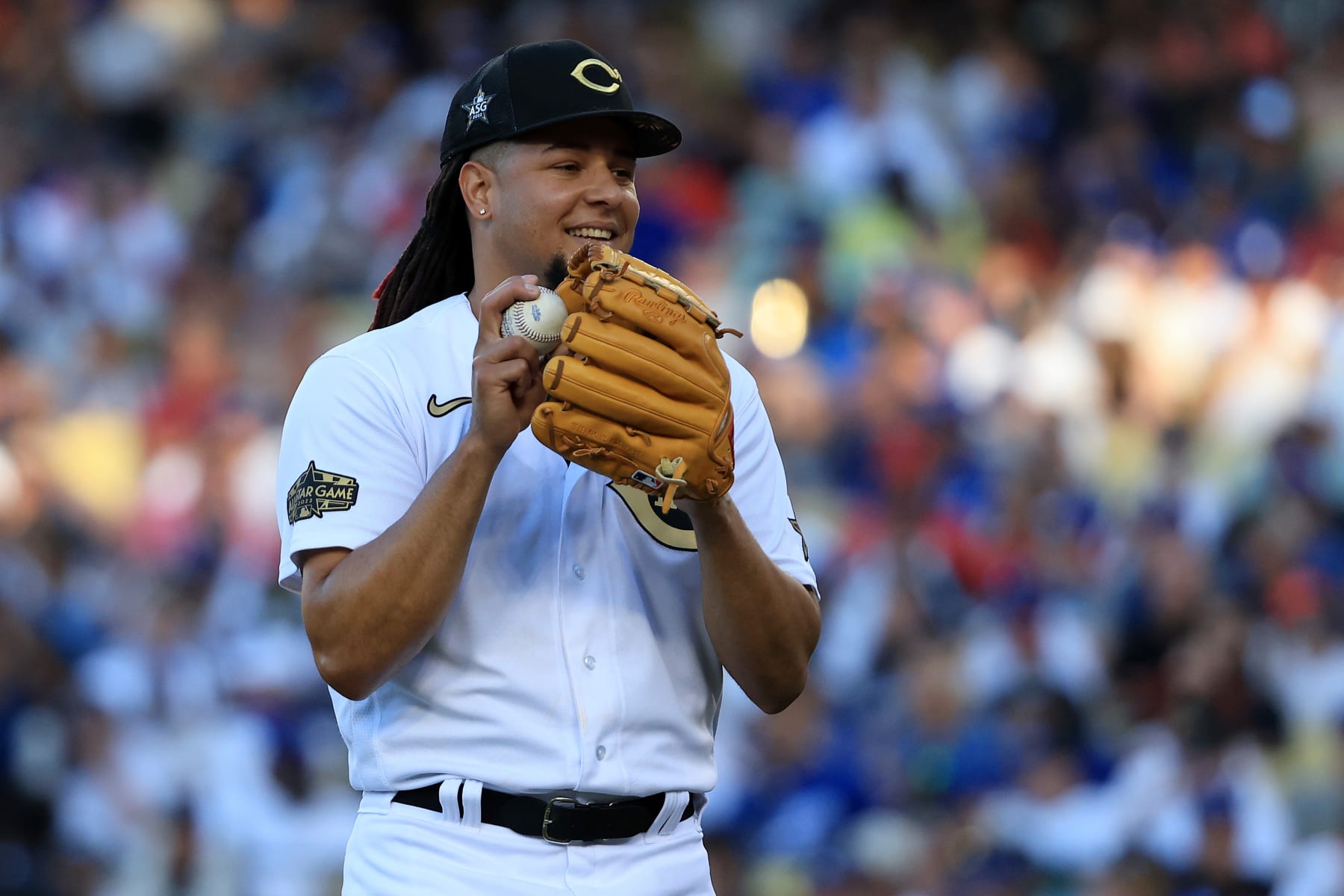 LOS ANGELES, CALIFORNIA - JULY 19: Luis Castillo #58 of the Cincinnati Reds pitches in the fifth inning during the 92nd MLB All-Star Game presented by Mastercard at Dodger Stadium on July 19, 2022 in Los Angeles, California. (Photo by Sean M. Haffey/Getty Images)