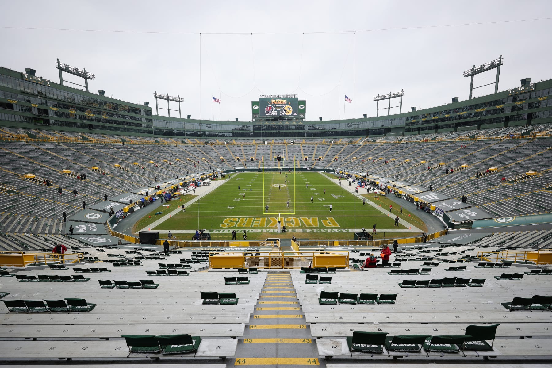 GREEN BAY, WISCONSIN - JANUARY 24: A general view of the stadium prior to the NFC Championship game between the Green Bay Packers and the Tampa Bay Buccaneers at Lambeau Field on January 24, 2021 in Green Bay, Wisconsin. (Photo by Stacy Revere/Getty Images)