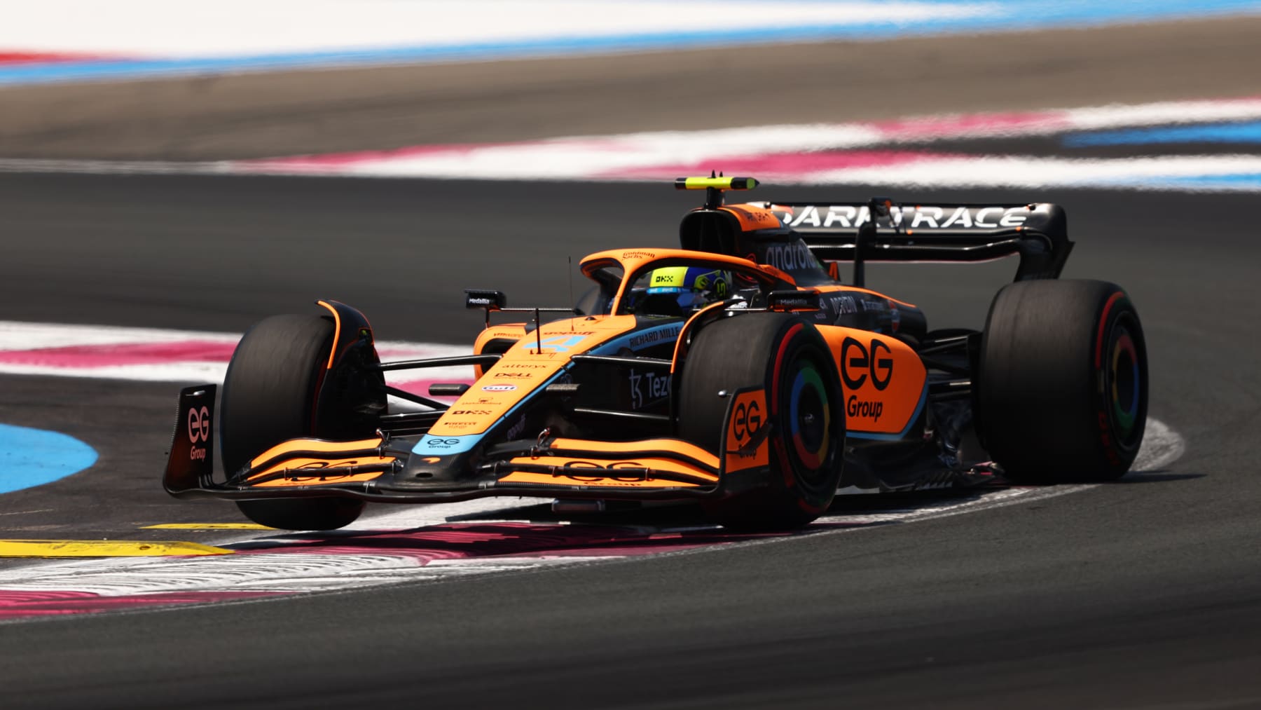 LE CASTELLET, FRANCE - JULY 23: Lando Norris of Great Britain driving the (4) McLaren MCL36 Mercedes on track during final practice ahead of the F1 Grand Prix of France at Circuit Paul Ricard on July 23, 2022 in Le Castellet, France. (Photo by Bryn Lennon - Formula 1/Formula 1 via Getty Images)