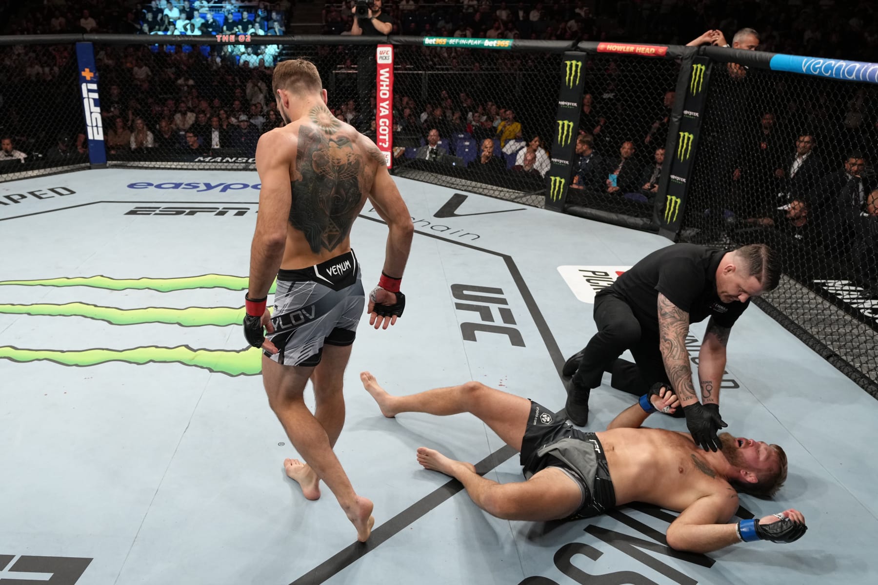 LONDON, ENGLAND - JULY 23: Nikita Krylov of Ukraine reacts after his TKO victory over Alexander Gustafsson of Sweden in a light heavyweight fight during the UFC Fight Night event at O2 Arena on July 23, 2022 in London, England. (Photo by Jeff Bottari/Zuffa LLC)