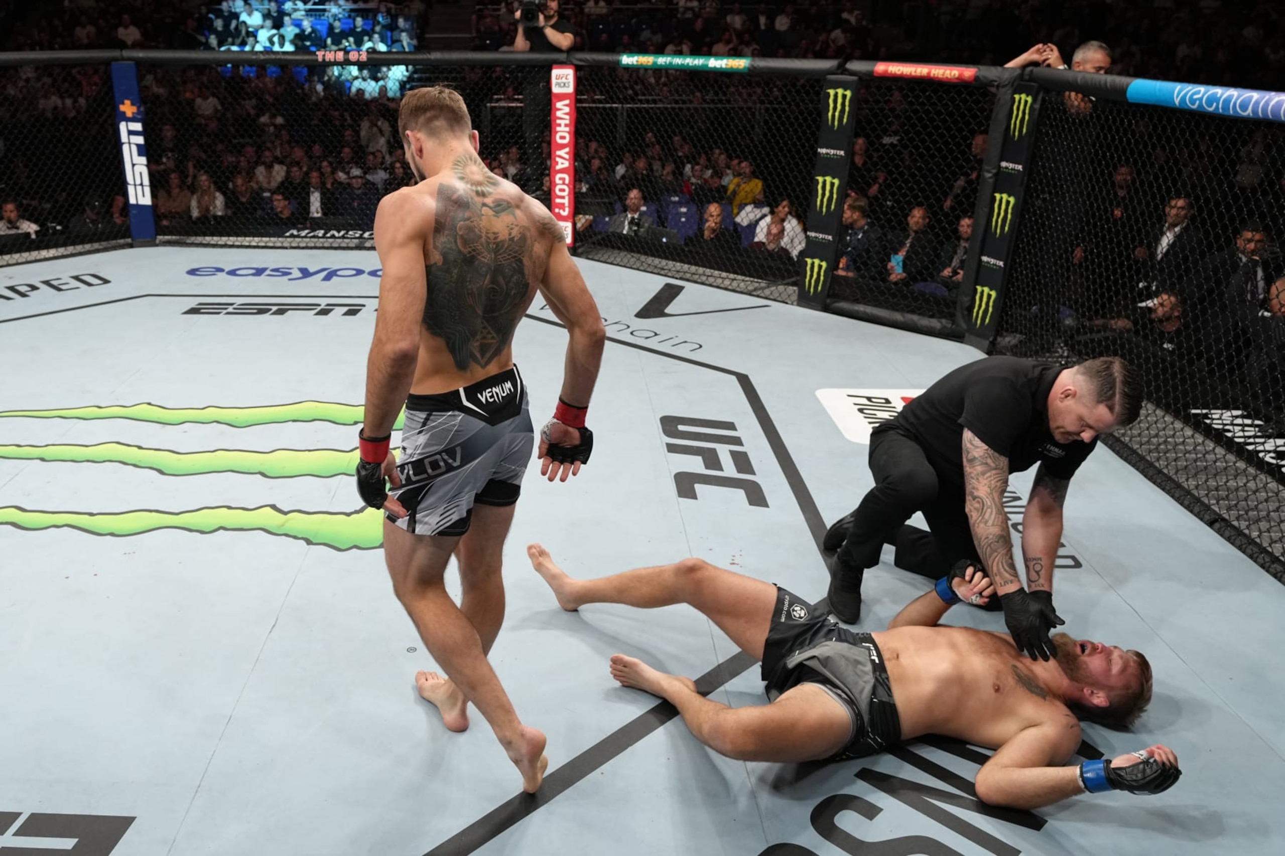 LONDON, ENGLAND - JULY 23: Nikita Krylov of Ukraine reacts after his TKO victory over Alexander Gustafsson of Sweden in a light heavyweight fight during the UFC Fight Night event at O2 Arena on July 23, 2022 in London, England. (Photo by Jeff Bottari/Zuffa LLC)