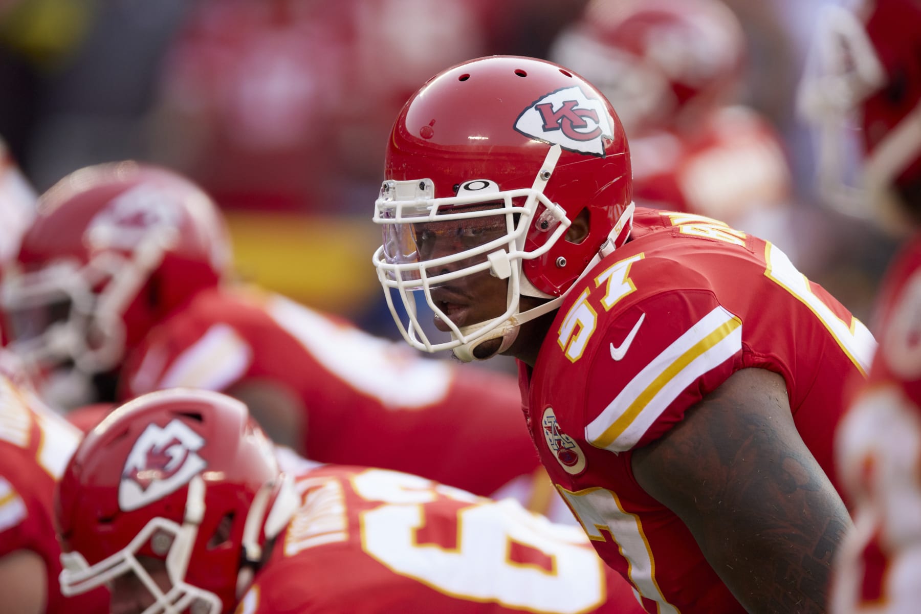 Football: Kansas City Chiefs Orlando Brown (57) during game vs Cleveland Browns at Arrowhead Stadium. Kansas City, MO 9/12/2021 CREDIT: David E. Klutho (Photo by David E. Klutho/Sports Illustrated via Getty Images) (Set Number: X163794 TK1)