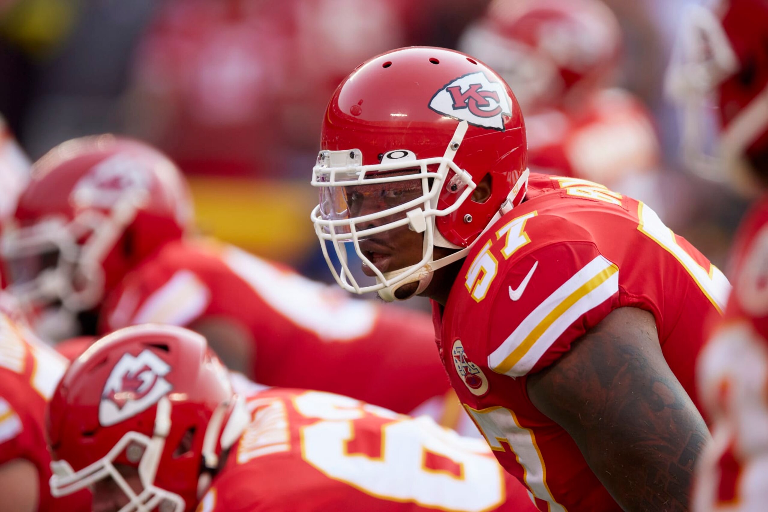 Football: Kansas City Chiefs Orlando Brown (57) during game vs Cleveland Browns at Arrowhead Stadium. Kansas City, MO 9/12/2021 CREDIT: David E. Klutho (Photo by David E. Klutho/Sports Illustrated via Getty Images) (Set Number: X163794 TK1)