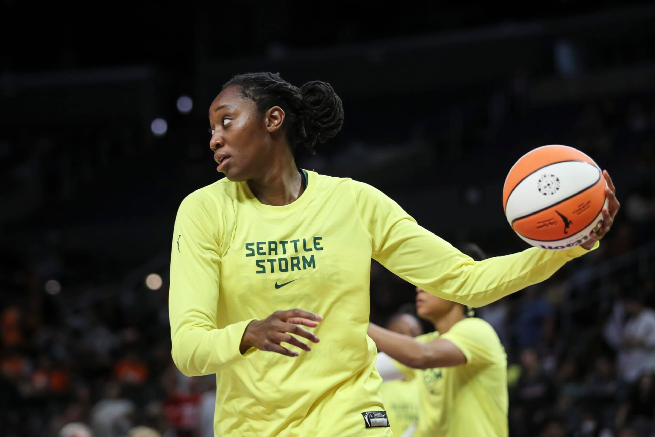 LOS ANGELES, CALIFORNIA - JULY 07: Tina Charles #31 of the Seattle Storm warms up before the game against the Los Angeles Sparks at Crypto.com Arena on July 07, 2022 in Los Angeles, California. NOTE TO USER: User expressly acknowledges and agrees that, by downloading and or using this photograph, User is consenting to the terms and conditions of the Getty Images License Agreement. (Photo by Meg Oliphant/Getty Images) LOS ANGELES, CALIFORNIA - JULY 07: Tina Charles #31 of the Seattle Storm warms up before the game against the Los Angeles Sparks at Crypto.com Arena on July 07, 2022 in Los Angeles, California. NOTE TO USER: User expressly acknowledges and agrees that, by downloading and or using this photograph, User is consenting to the terms and conditions of the Getty Images License Agreement. (Photo by Meg Oliphant/Getty Images)