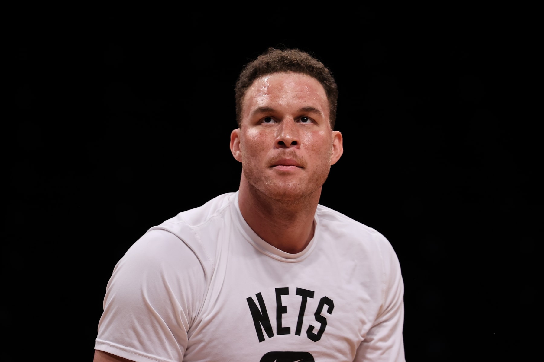 NEW YORK, NY - APRIL 8: Blake Griffin of Brooklyn Nets warms up before the NBA match between Brooklyn Nets and Cleveland Cavaliers at the Barclays Center in Brooklyn of New York City, United States on April 8, 2022. (Photo by Tayfun Coskun/Anadolu Agency via Getty Images)