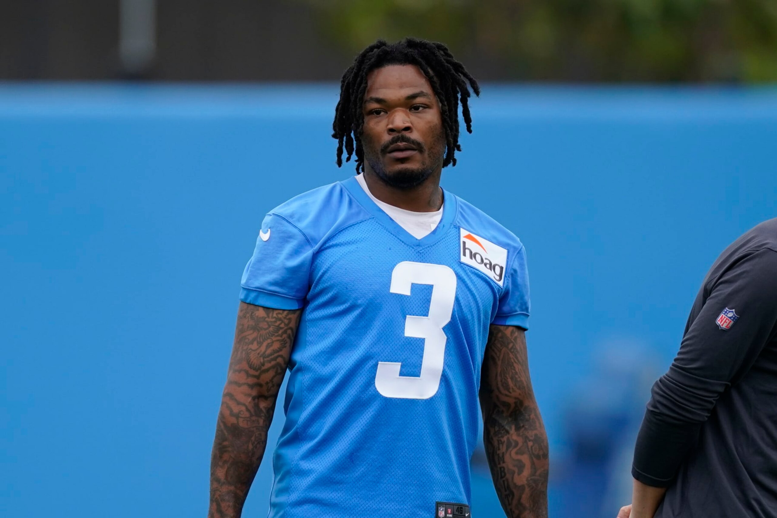 Los Angeles Chargers safety Derwin James Jr. participates in drills during an NFL football practice at the Chargers practice facility in Costa Mesa, Calif., Monday, May 23, 2022. (AP Photo/Ashley Landis)