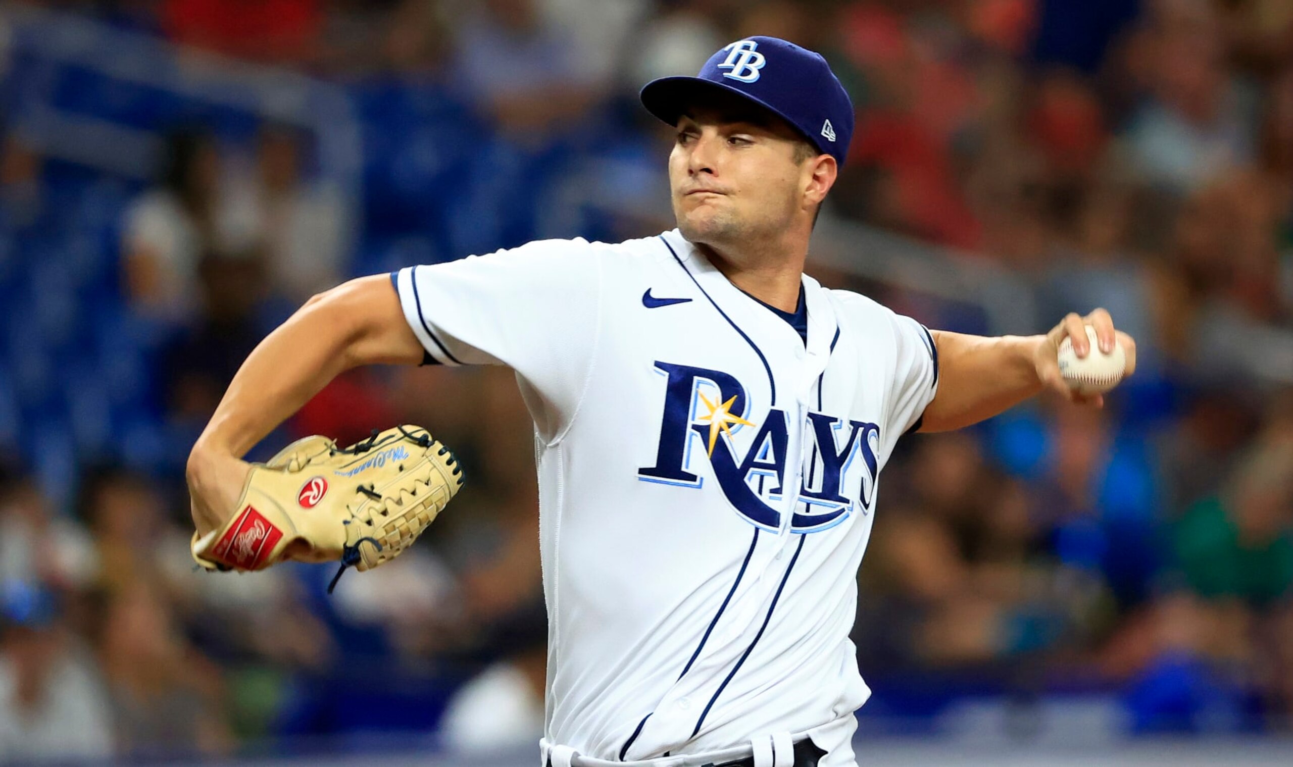 ST PETERSBURG, FLORIDA - JULY 12: Shane McClanahan #18 of the Tampa Bay Rays pitches during a game against the Boston Red Sox at Tropicana Field on July 12, 2022 in St Petersburg, Florida. (Photo by Mike Ehrmann/Getty Images)