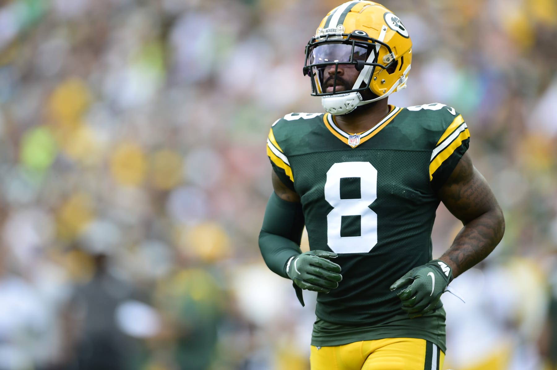 GREEN BAY, WISCONSIN - AUGUST 21: Amari Rodgers #8 of the Green Bay Packers in action against the New York Jets in the first half of a preseason game at Lambeau Field on August 21, 2021 in Green Bay, Wisconsin. (Photo by Patrick McDermott/Getty Images) GREEN BAY, WISCONSIN - AUGUST 21: Amari Rodgers #8 of the Green Bay Packers in action against the New York Jets in the first half of a preseason game at Lambeau Field on August 21, 2021 in Green Bay, Wisconsin. (Photo by Patrick McDermott/Getty Images)