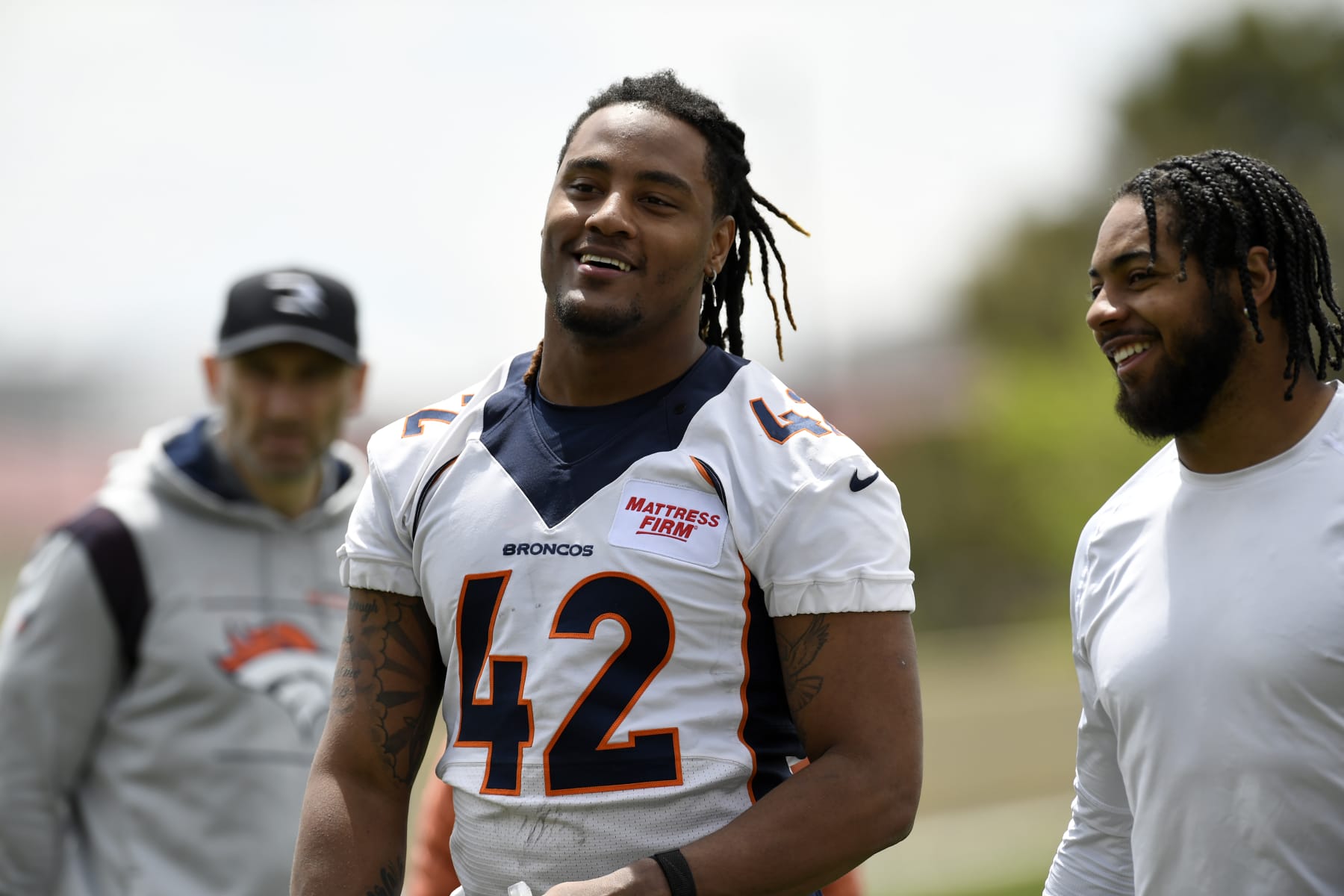 ENGLEWOOD, CO - MAY 23: Denver Broncos offensive linebacker Nik Bonitto, (42) walks off the field after an early season practice session at Dove Valley at the at UCHealth Training Center on May 23, 2022 in Englewood, Colorado. (Photo by Helen H. Richardson/MediaNews Group/The Denver Post via Getty Images)