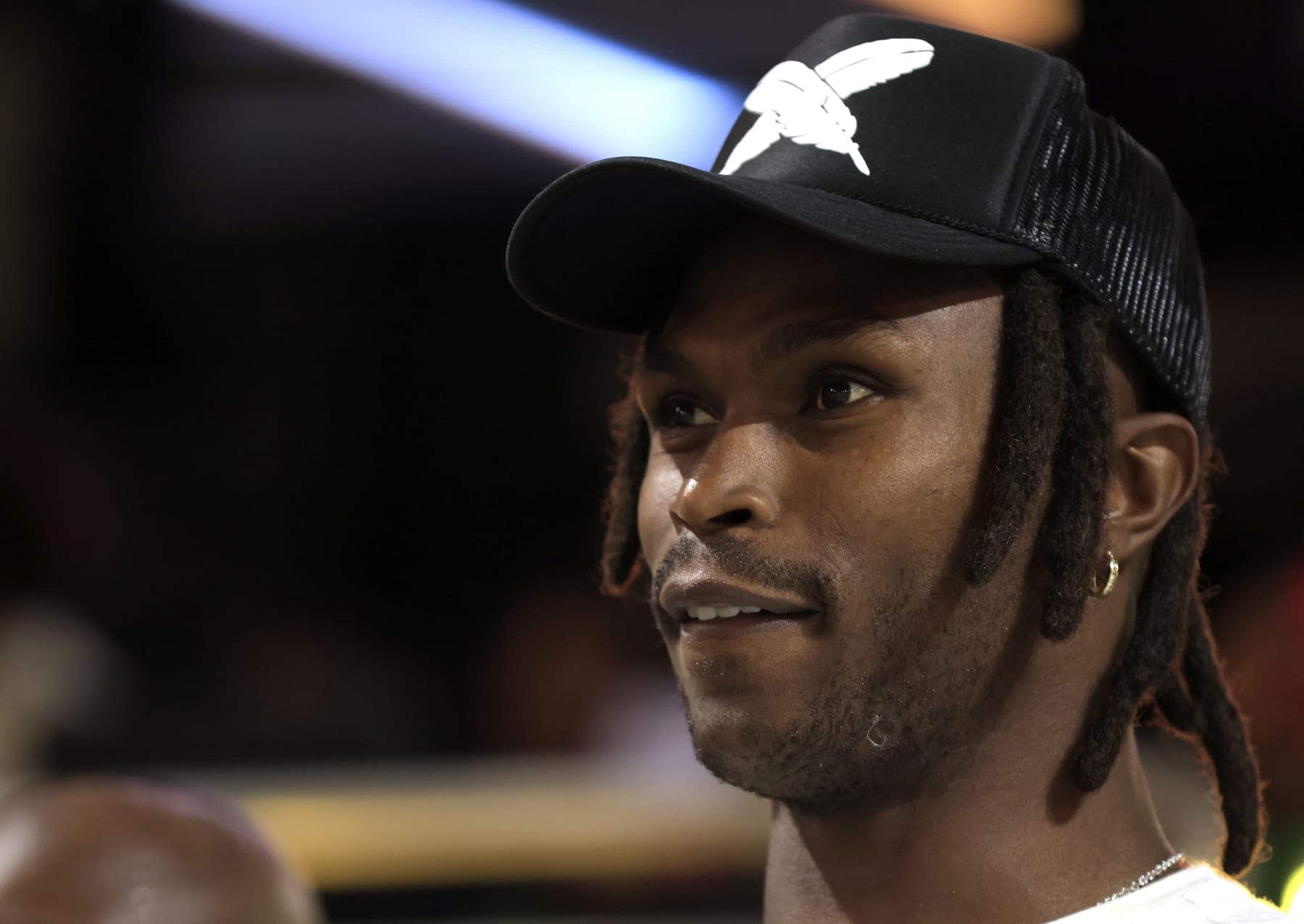 ATLANTA, GEORGIA - MAY 07: Julio Jones attends the game between the Zappers and Beasts during Fan Controlled Football Season v2.0 - Week Four on May 07, 2022 in Atlanta, Georgia. (Photo by Justin Casterline/Fan Controlled Football/Getty Images)
