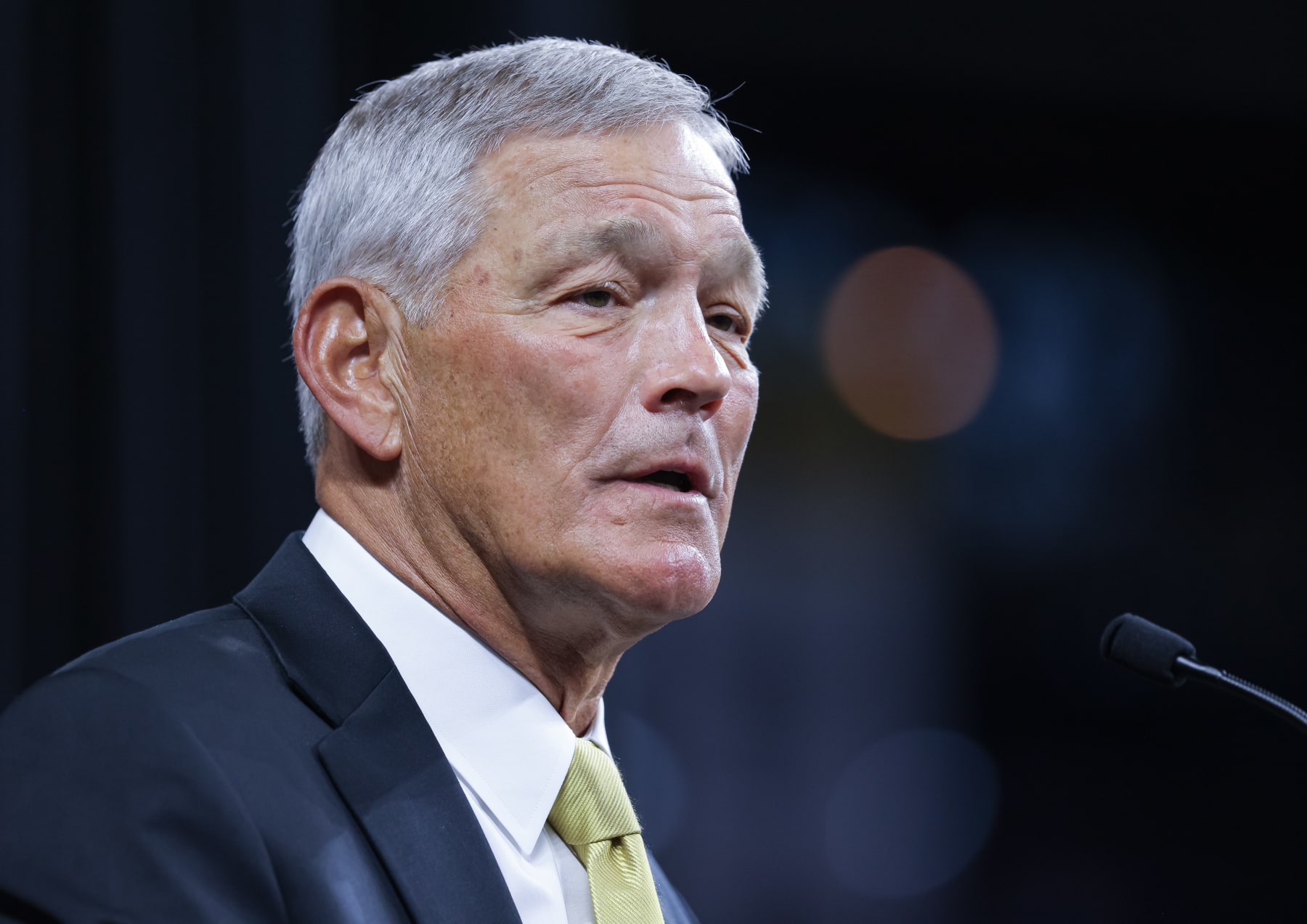 INDIANAPOLIS, IN - JULY 26: Head coach Kirk Ferentz of the Iowa Hawkeyes speaks during the 2022 Big Ten Conference Football Media Days at Lucas Oil Stadium on July 26, 2022 in Indianapolis, Indiana. (Photo by Michael Hickey/Getty Images)