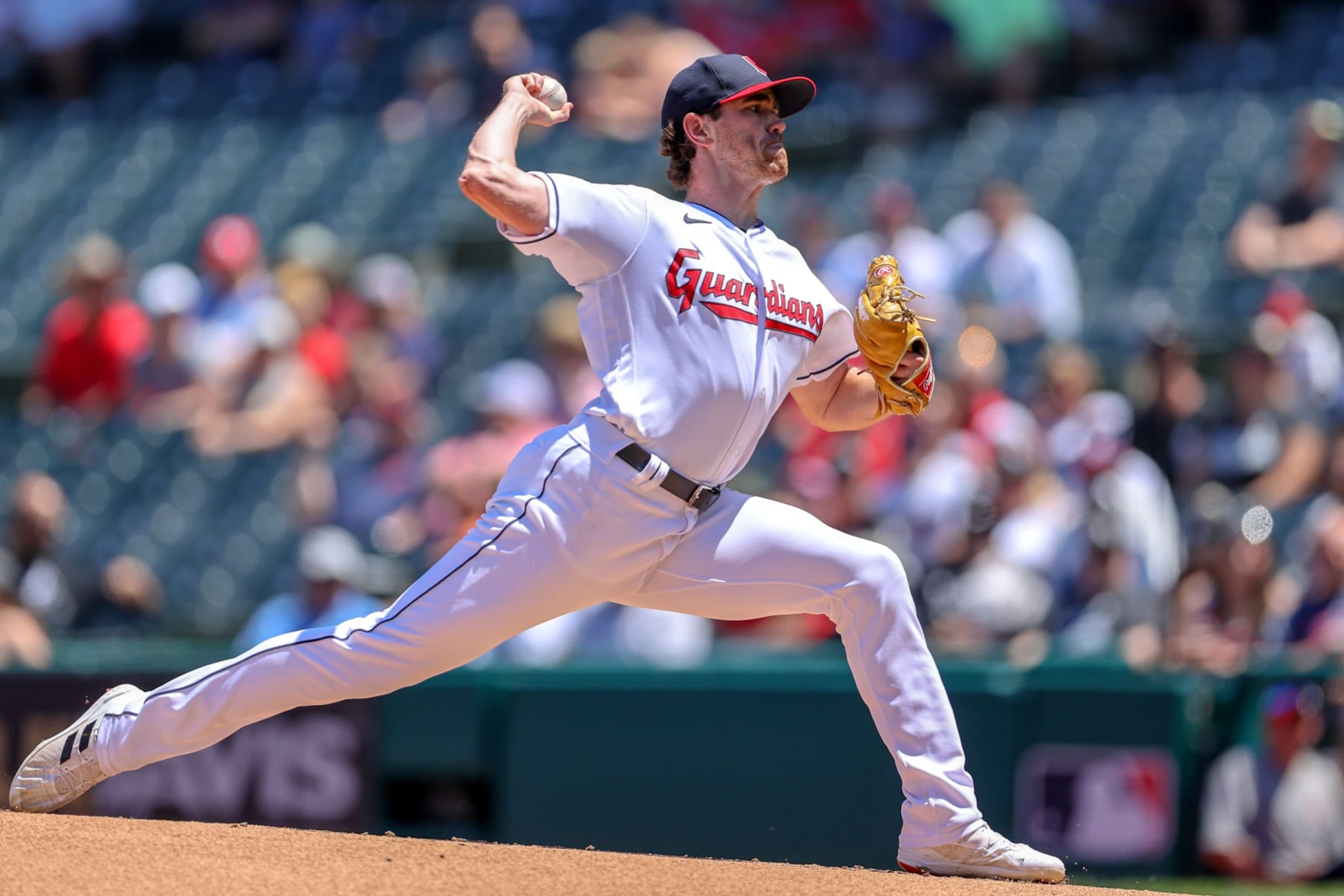 CLEVELAND, OH - JULY 12: Cleveland Guardians starting pitcher Shane Bieber (57) delivers a pitch to the plate during the first inning of game 1 of the Major League doubleheader between the Chicago White Sox and Cleveland Guardinas on July 12, 2022, at Progressive Field in Cleveland, OH. (Photo by Frank Jansky/Icon Sportswire via Getty Images) CLEVELAND, OH - JULY 12: Cleveland Guardians starting pitcher Shane Bieber (57) delivers a pitch to the plate during the first inning of game 1 of the Major League doubleheader between the Chicago White Sox and Cleveland Guardinas on July 12, 2022, at Progressive Field in Cleveland, OH. (Photo by Frank Jansky/Icon Sportswire via Getty Images)