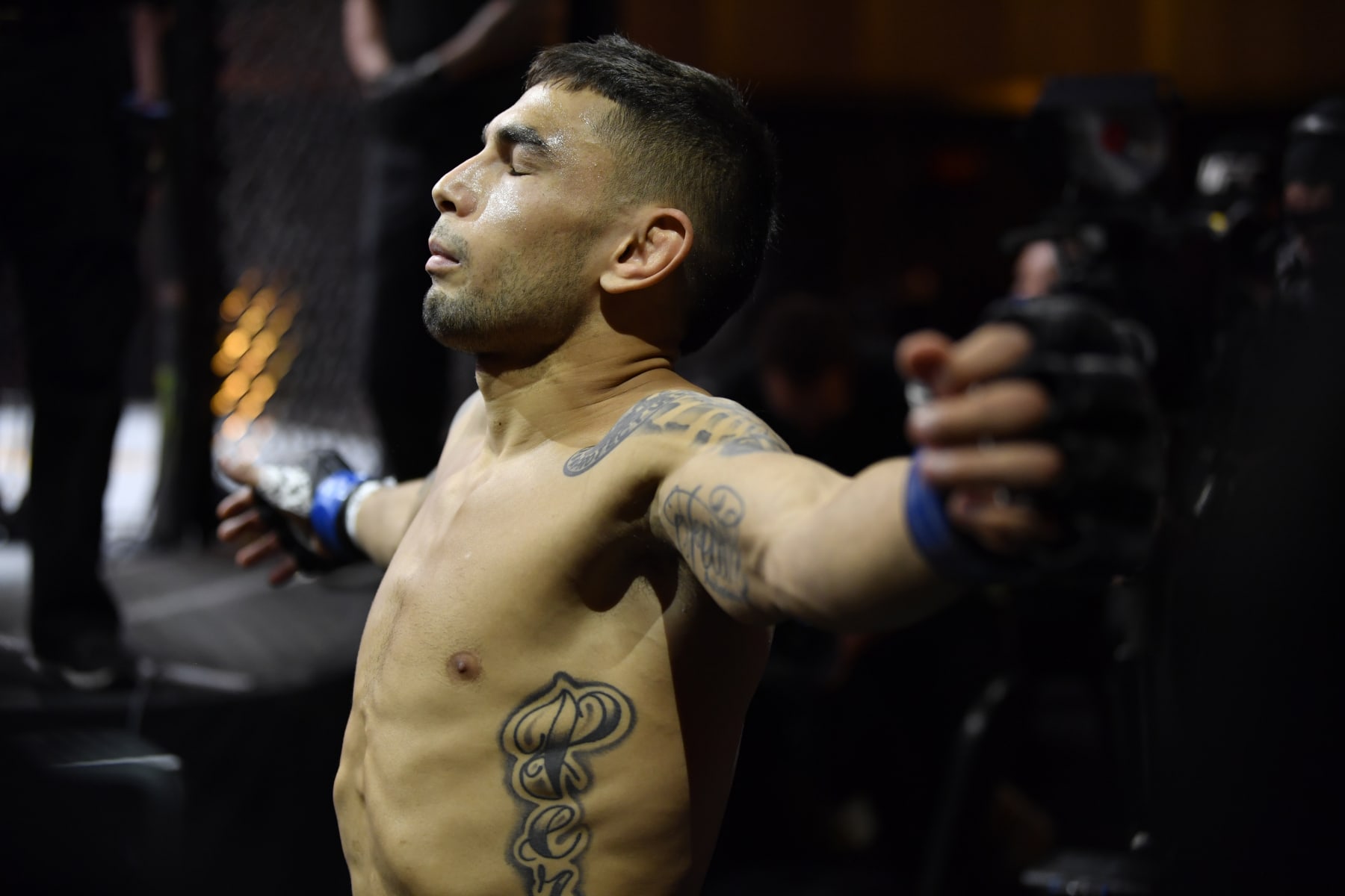 LAS VEGAS, NEVADA - NOVEMBER 21:  Alex Perez prepares to enter the Octagon prior to his flyweight championship bout against Deiveson Figueiredo of Brazil  during the UFC 255 event at UFC APEX on November 21, 2020 in Las Vegas, Nevada. (Photo by Jeff Bottari/Zuffa LLC)