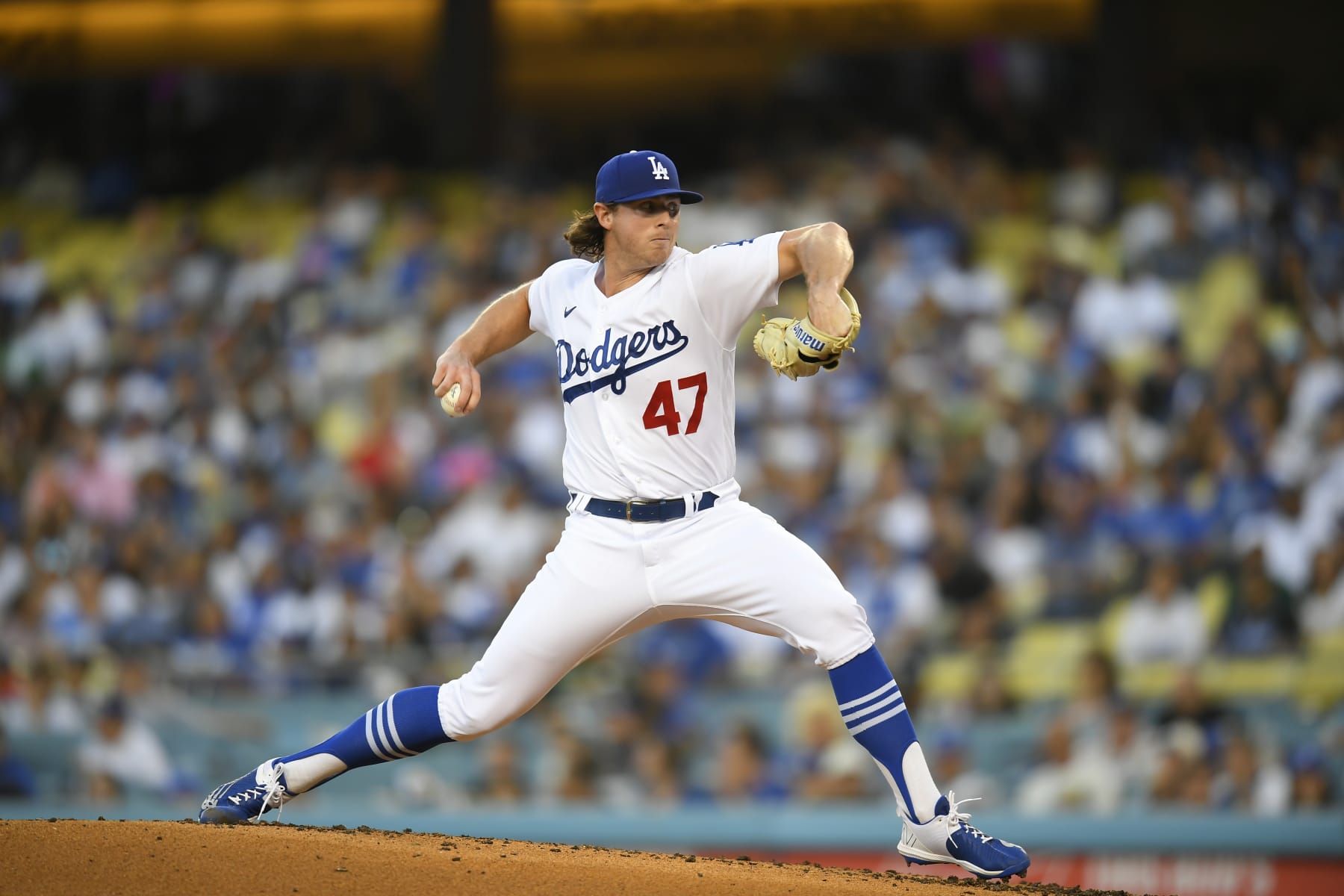 LOS ANGELES, CA - JULY 05: Los Angeles Dodgers starting pitcher Ryan Pepiot while playing the Colorado Rockies at Dodger Stadium on July 5, 2022 in Los Angeles, CA. (Photo by John McCoy/Icon Sportswire via Getty Images)