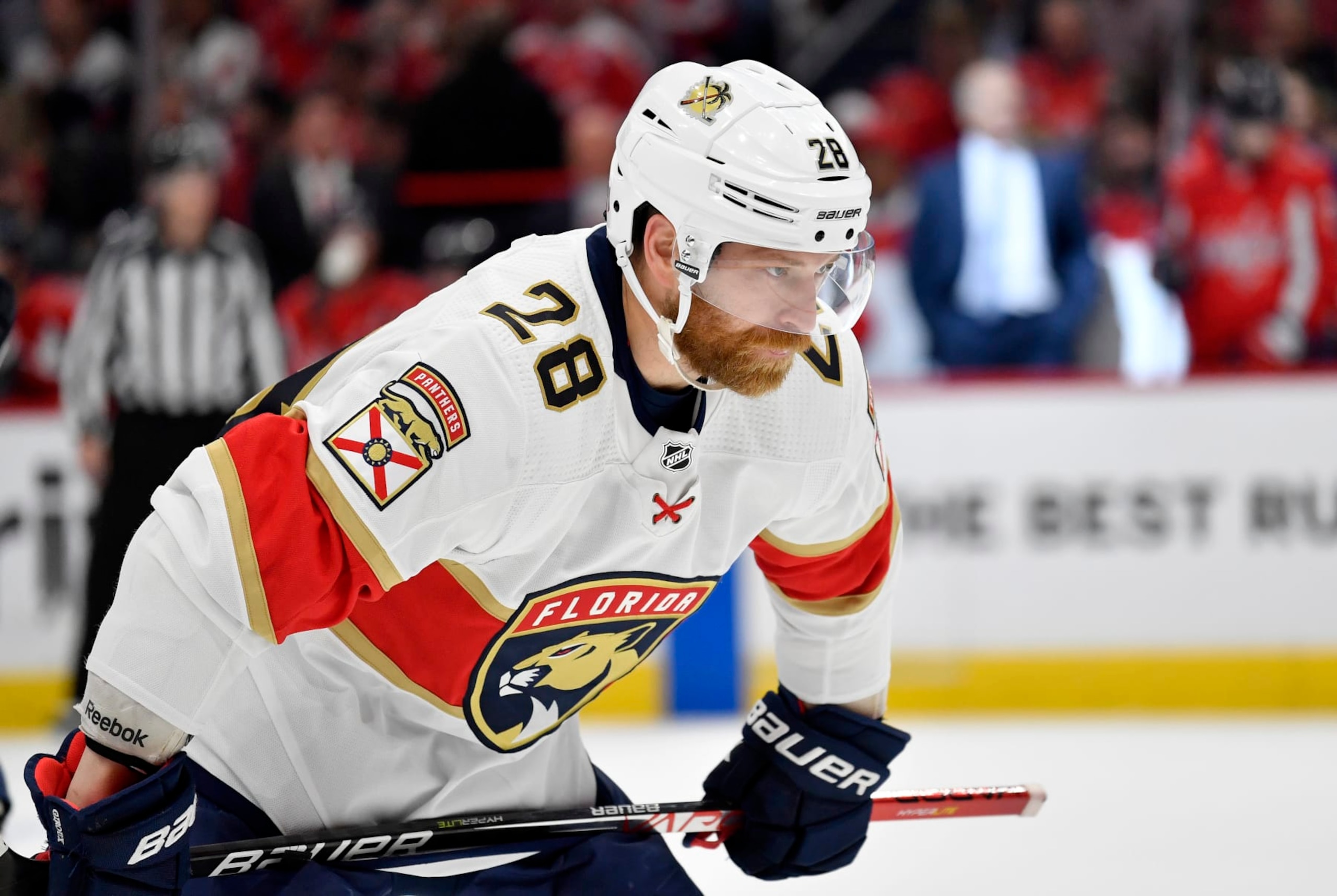 WASHINGTON, DC - MAY 13: Panthers right wing Claude Giroux (28) waits for a face-off during game 6 of the first round of the Stanley Cup Playoffs between the Florida Panthers and Washington Capitals National Hockey League game on May 13, 2022 at Capital One Arena in Washington, D.C.. (Photo by Randy Litzinger/Icon Sportswire via Getty Images) WASHINGTON, DC - MAY 13: Panthers right wing Claude Giroux (28) waits for a face-off during game 6 of the first round of the Stanley Cup Playoffs between the Florida Panthers and Washington Capitals National Hockey League game on May 13, 2022 at Capital One Arena in Washington, D.C.. (Photo by Randy Litzinger/Icon Sportswire via Getty Images)