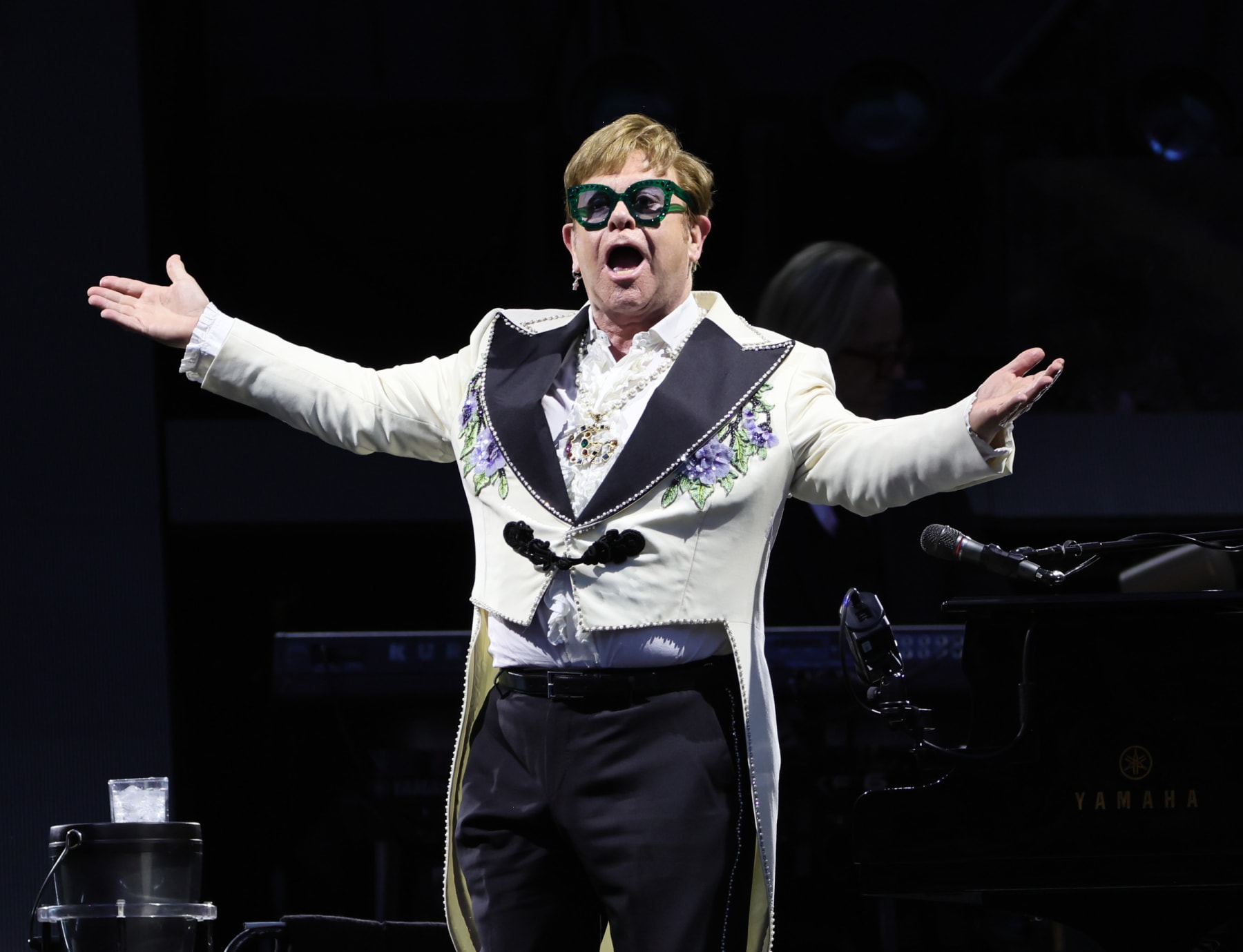 EAST RUTHERFORD, NEW JERSEY - JULY 23: Elton John performs at MetLife Stadium on July 23, 2022 in East Rutherford, New Jersey. (Photo by Theo Wargo/Getty Images)