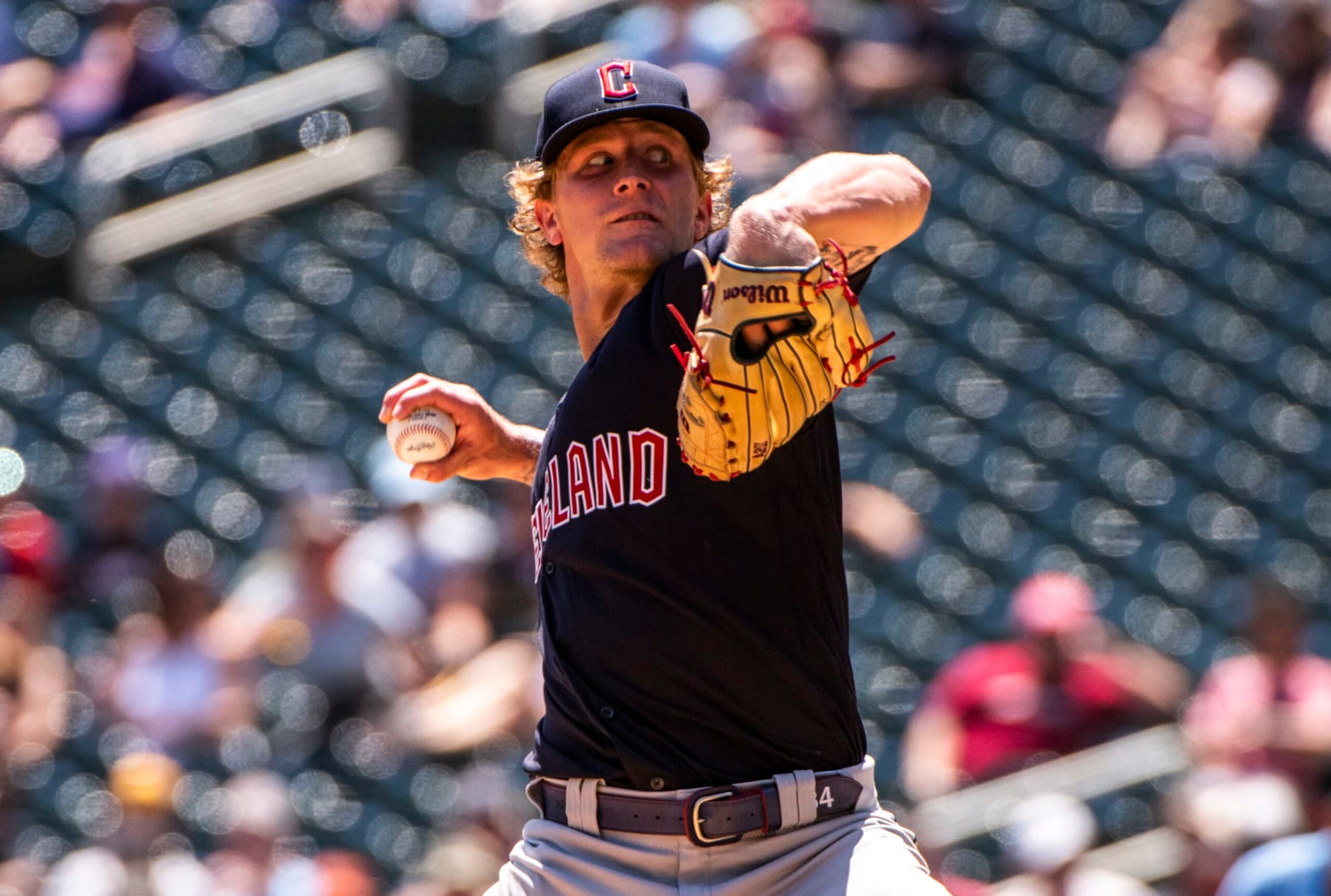 MINNEAPOLIS, MN - JUNE 23: Zach Plesac #34 of the Cleveland Guardians pitches the ball in the second inning of the game against the Minnesota Twins at Target Field on June 23, 2022 in Minneapolis, Minnesota. (Photo by Stephen Maturen/Getty Images) MINNEAPOLIS, MN - JUNE 23: Zach Plesac #34 of the Cleveland Guardians pitches the ball in the second inning of the game against the Minnesota Twins at Target Field on June 23, 2022 in Minneapolis, Minnesota. (Photo by Stephen Maturen/Getty Images)