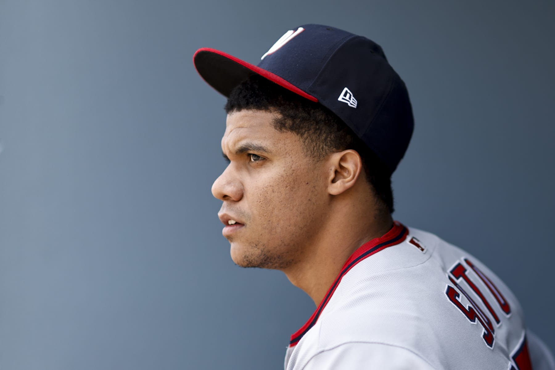 LOS ANGELES, CALIFORNIA - JULY 27: Juan Soto #22 of the Washington Nationals walks out of the tunnel prior to a game against the Los Angeles Dodgers at Dodger Stadium on July 27, 2022 in Los Angeles, California. (Photo by Michael Owens/Getty Images)