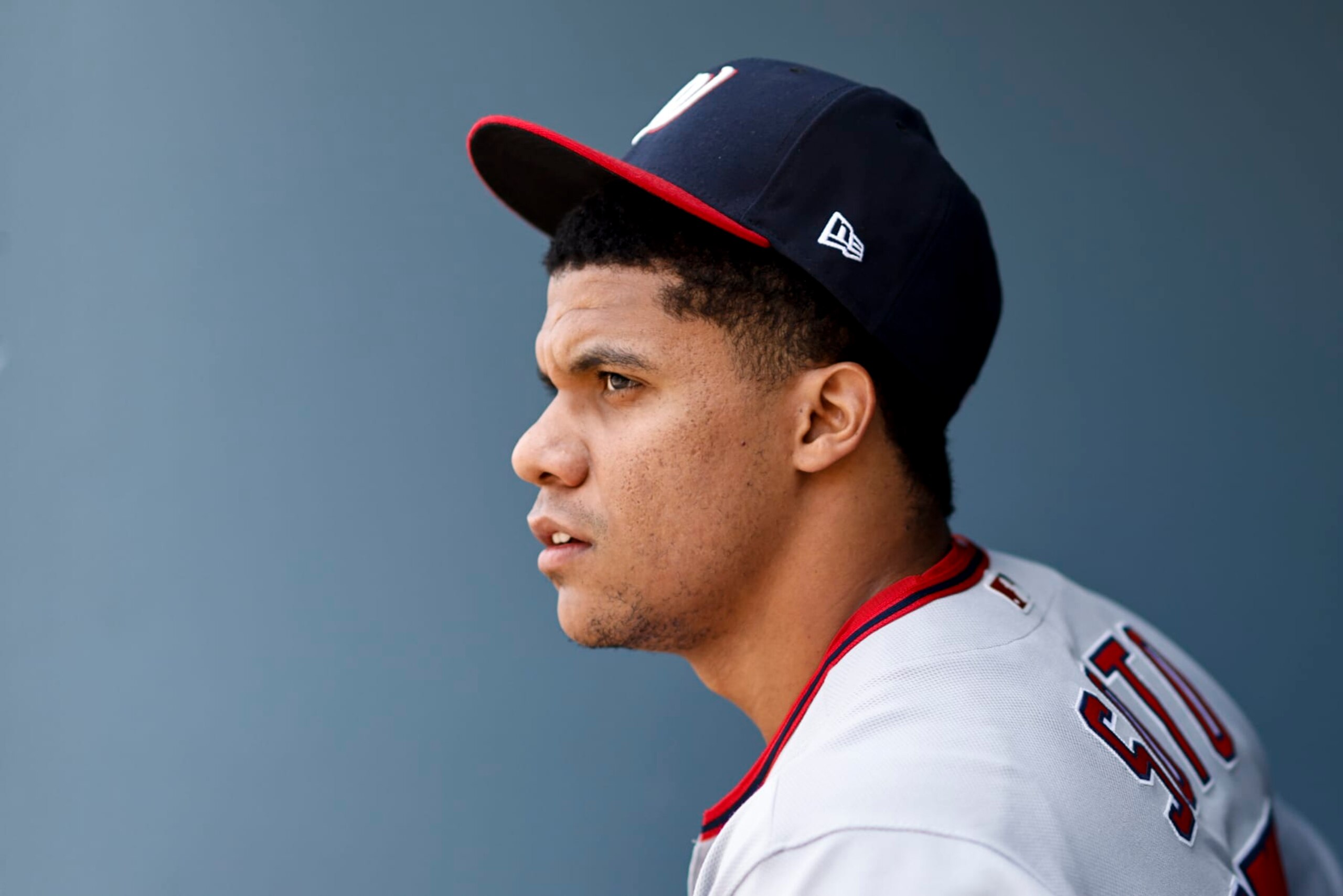 LOS ANGELES, CALIFORNIA - JULY 27: Juan Soto #22 of the Washington Nationals walks out of the tunnel prior to a game against the Los Angeles Dodgers at Dodger Stadium on July 27, 2022 in Los Angeles, California. (Photo by Michael Owens/Getty Images)