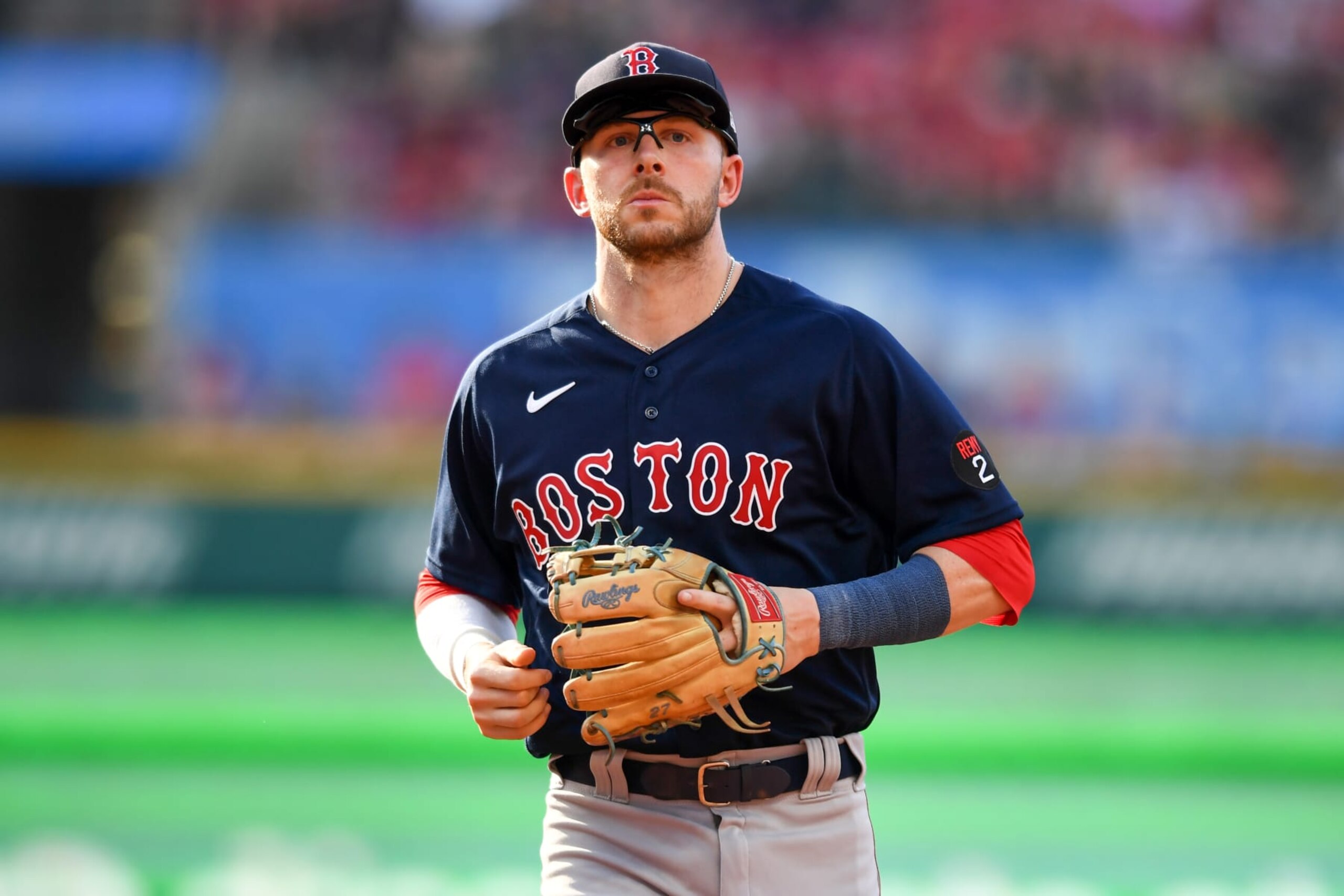 CLEVELAND, OH - JUNE 25: Trevor Story #10 of the Boston Red Sox runs off the field during the second inning against the Cleveland Guardians at Progressive Field on June 25, 2022 in Cleveland, Ohio. (Photo by Nick Cammett/Diamond Images via Getty Images) CLEVELAND, OH - JUNE 25: Trevor Story #10 of the Boston Red Sox runs off the field during the second inning against the Cleveland Guardians at Progressive Field on June 25, 2022 in Cleveland, Ohio. (Photo by Nick Cammett/Diamond Images via Getty Images)