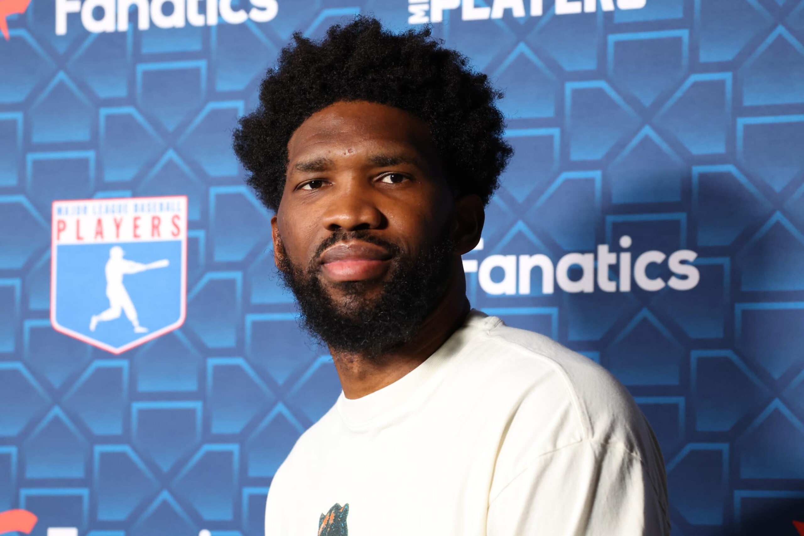 LOS ANGELES, CALIFORNIA - JULY 18:  Joel Embiid attends Michael Rubin's MLBPA x Fanatics party at City Market Social House on July 18, 2022 in Los Angeles, California. (Photo by Leon Bennett/Getty Images)