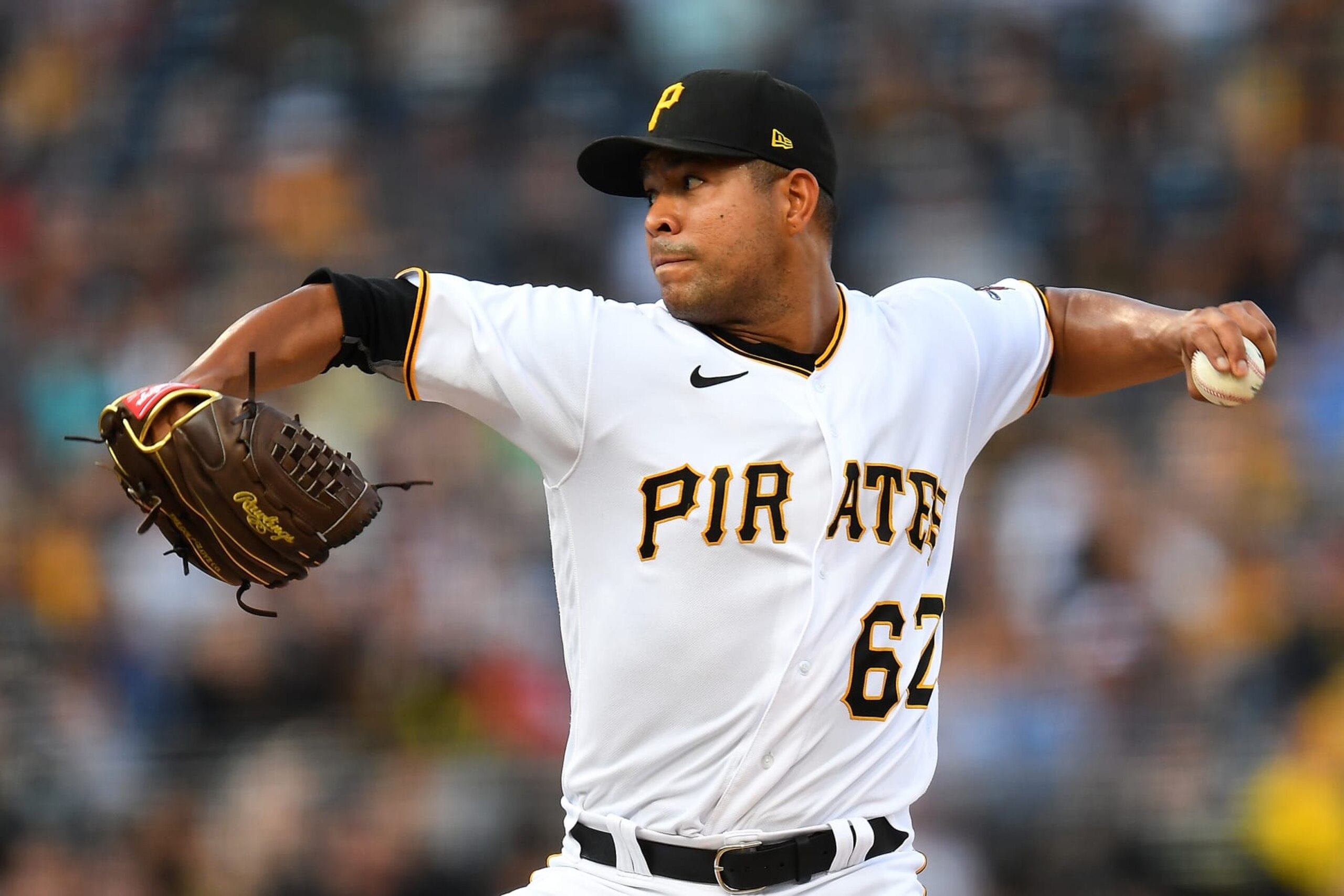 PITTSBURGH, PA - JULY 29: Jose Quintana #62 of the Pittsburgh Pirates pitches during the first inning against the Philadelphia Phillies at PNC Park on July 29, 2022 in Pittsburgh, Pennsylvania. (Photo by Joe Sargent/Getty Images) PITTSBURGH, PA - JULY 29: Jose Quintana #62 of the Pittsburgh Pirates pitches during the first inning against the Philadelphia Phillies at PNC Park on July 29, 2022 in Pittsburgh, Pennsylvania. (Photo by Joe Sargent/Getty Images)